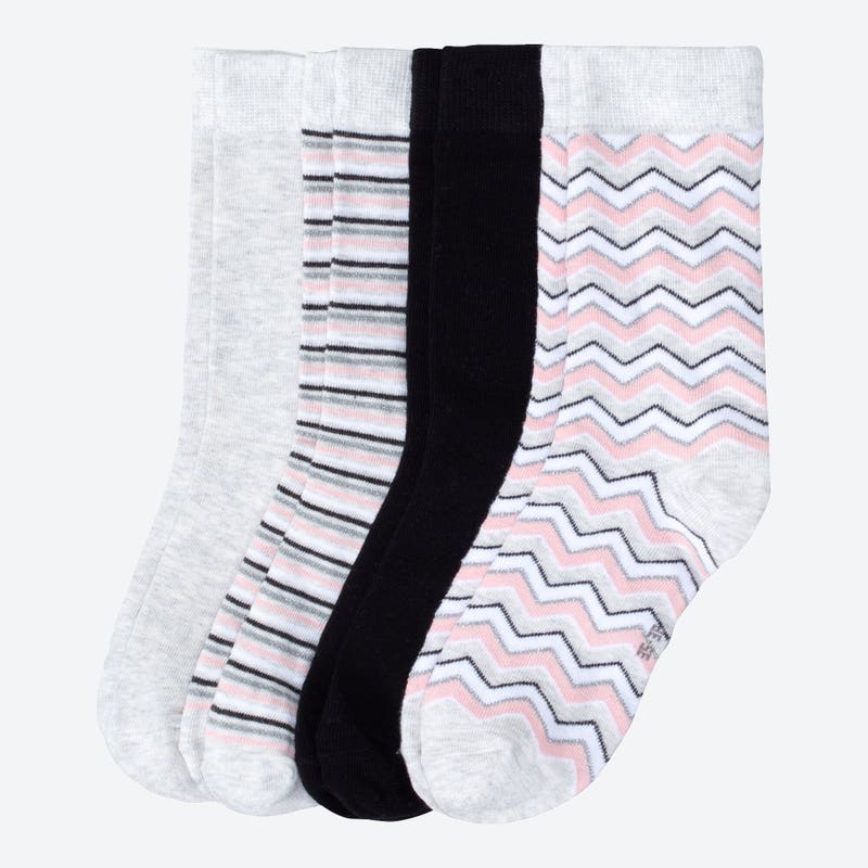 Damen-Socken mit Streifen, 5er Pack