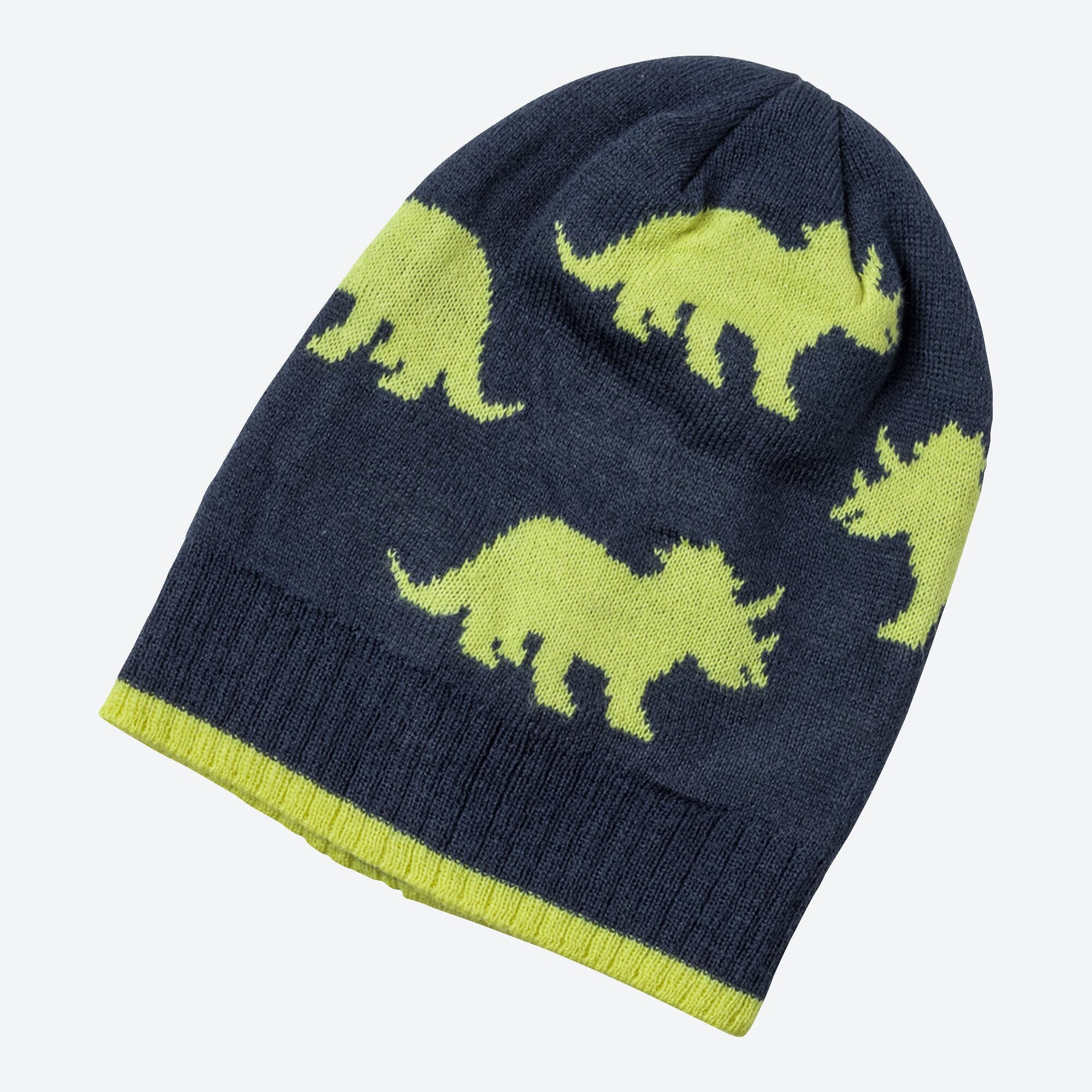 Kinder-Strickmütze mit Dinosaurier-Muster