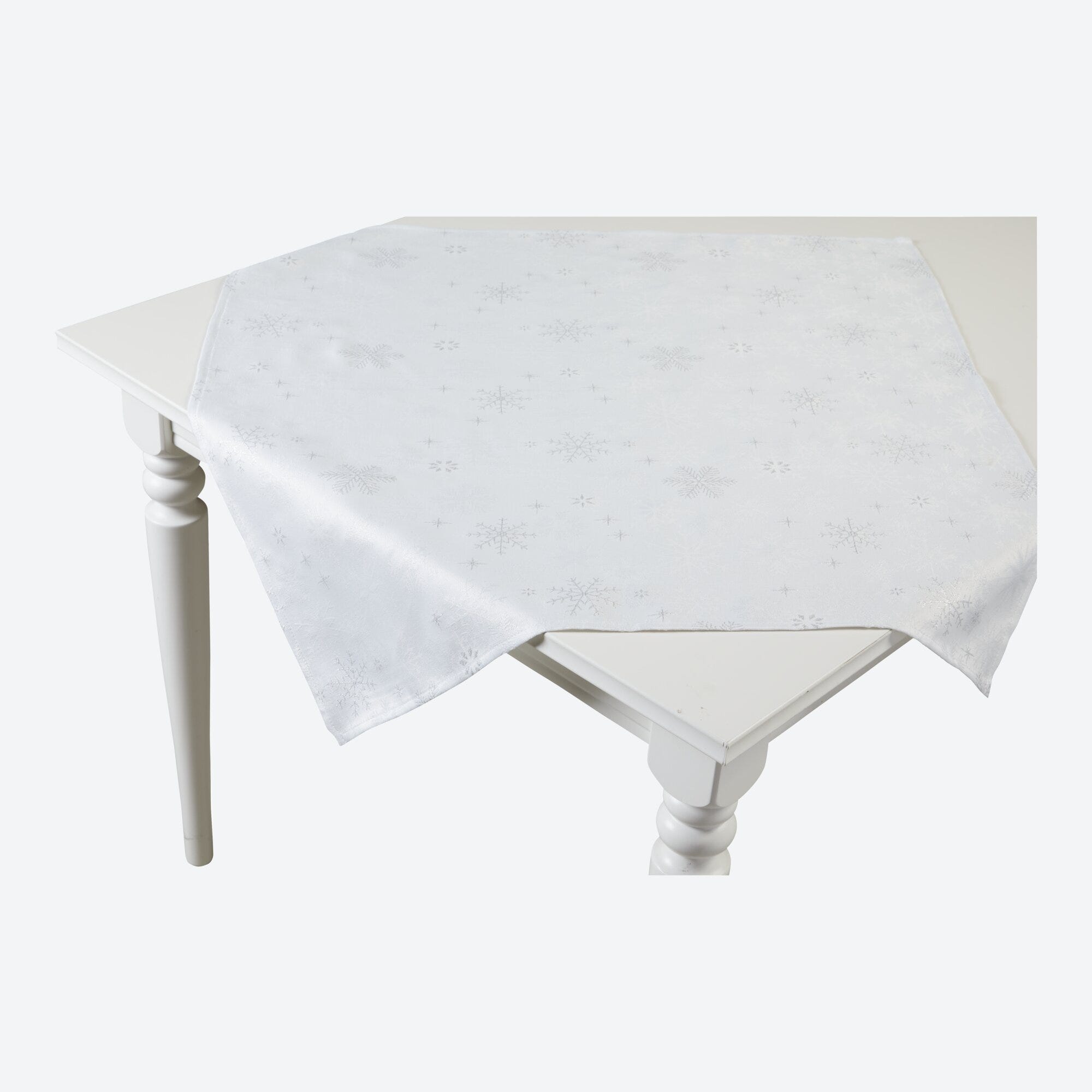 Jacquard-Mitteldecke mit Schneekristall-Muster, ca. 80x80cm