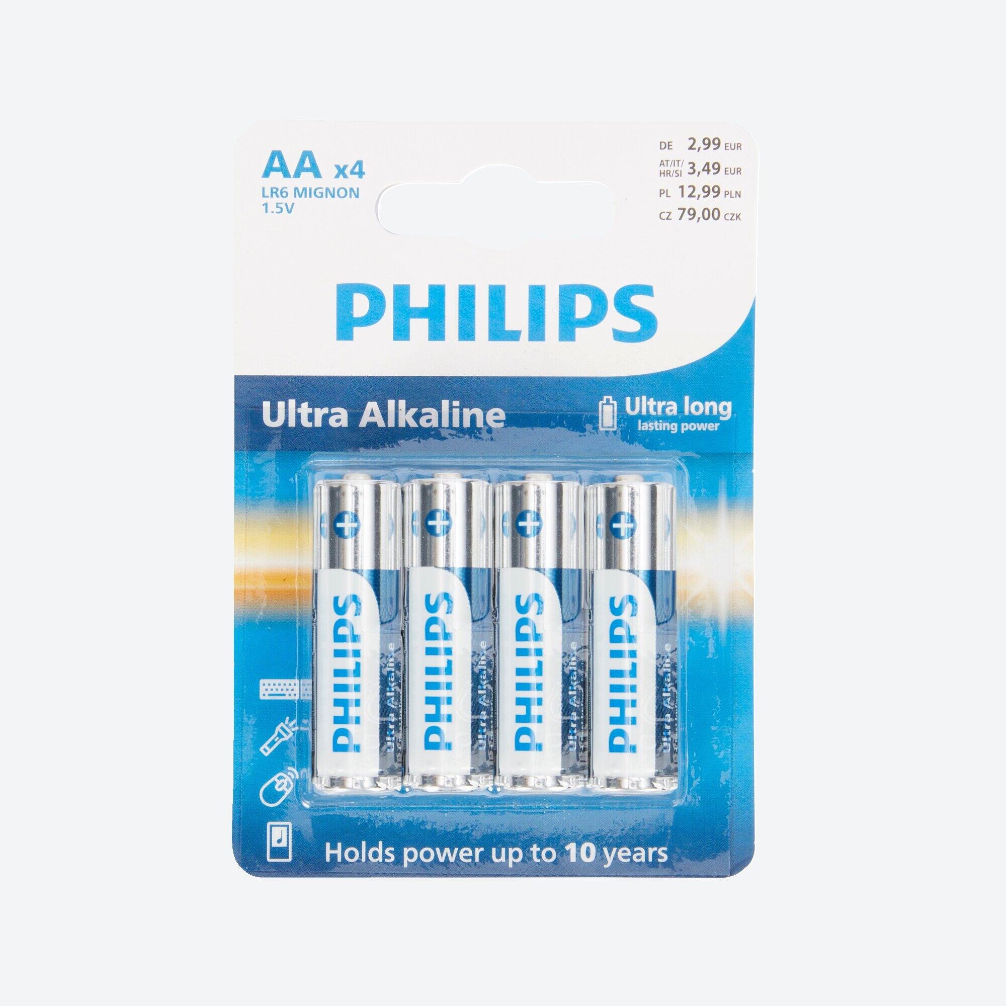 Philips Ultra Alkaline AA-Batterien, 4er-Pack