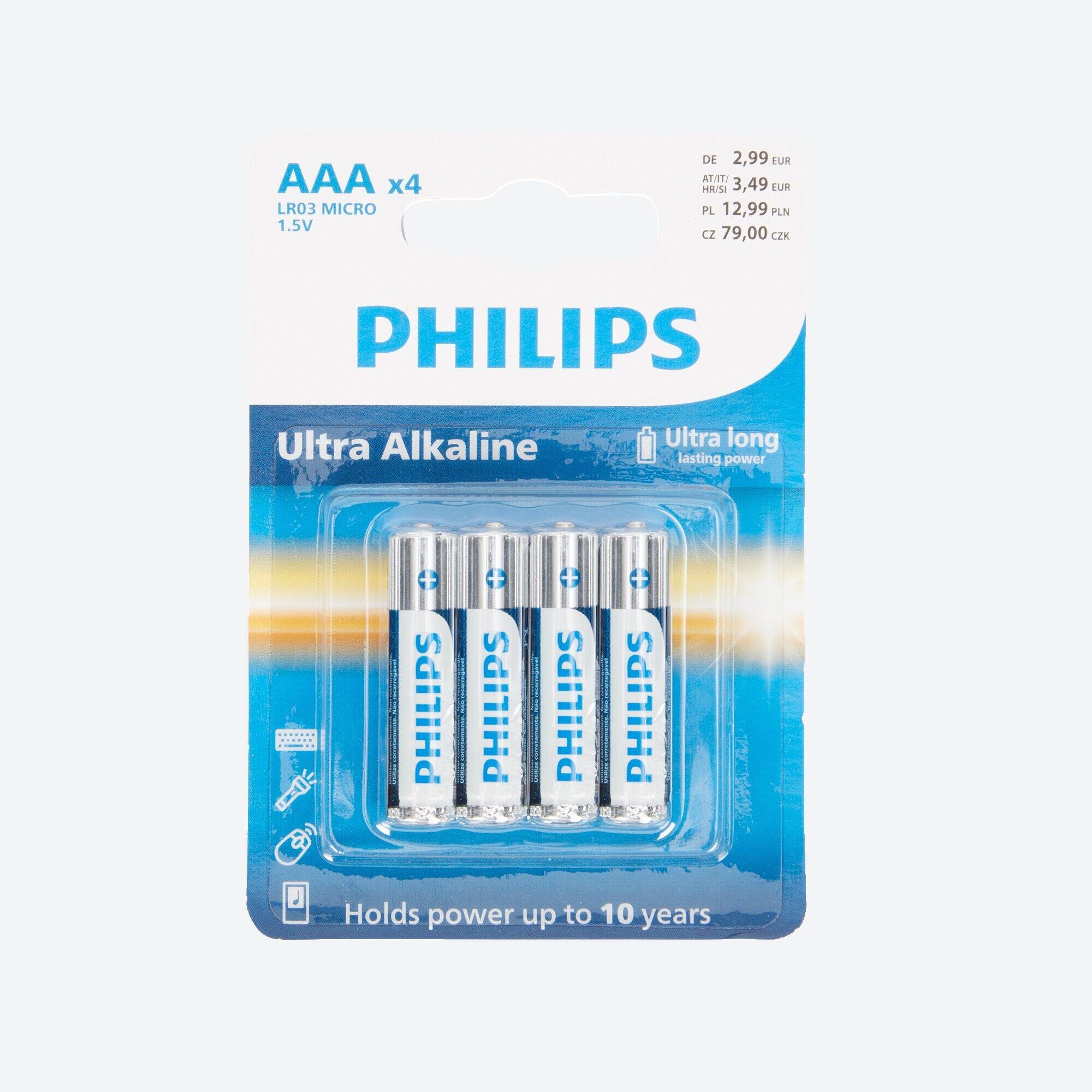Philips Ultra Alkaline AAA-Batterien, 4er-Pack