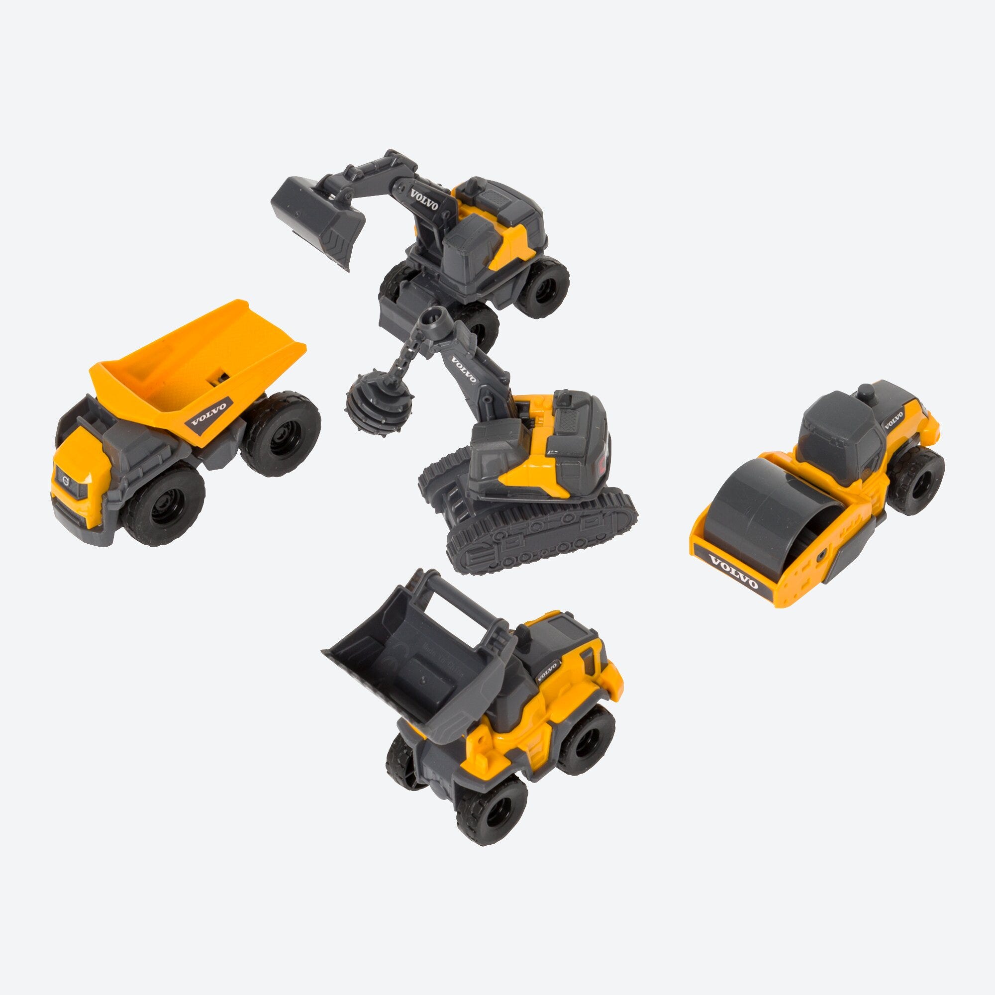 Dickie Volvo Mikro-Baustellenfahrzeug-Set, ca. 9cm, 5-teilig