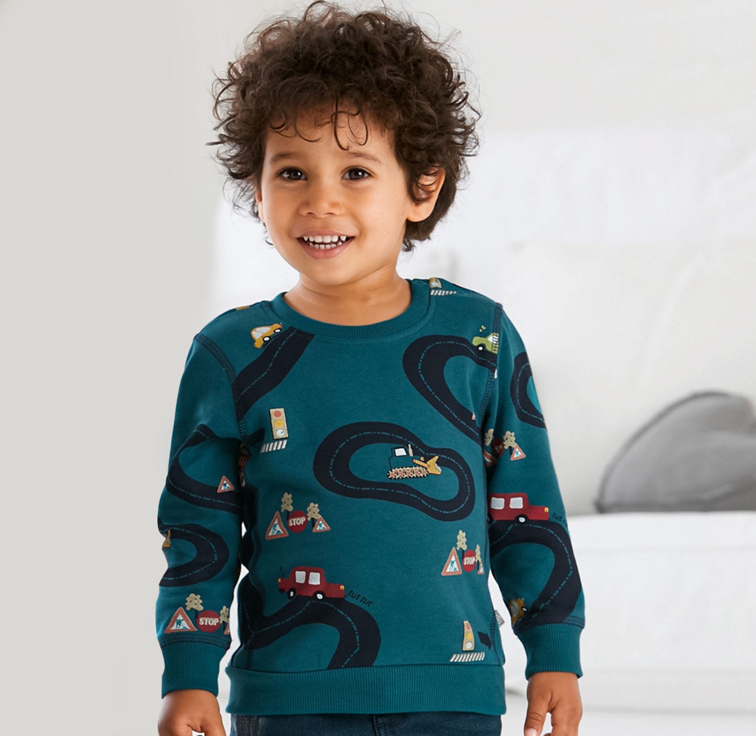 Next Baby Jungen Autos gemusterte Sweatshirt BRANDNEU