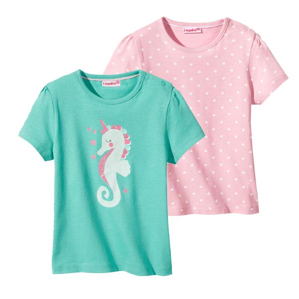 Baby-Mädchen-T-Shirt mit Seepferdchen, 2er-Pack