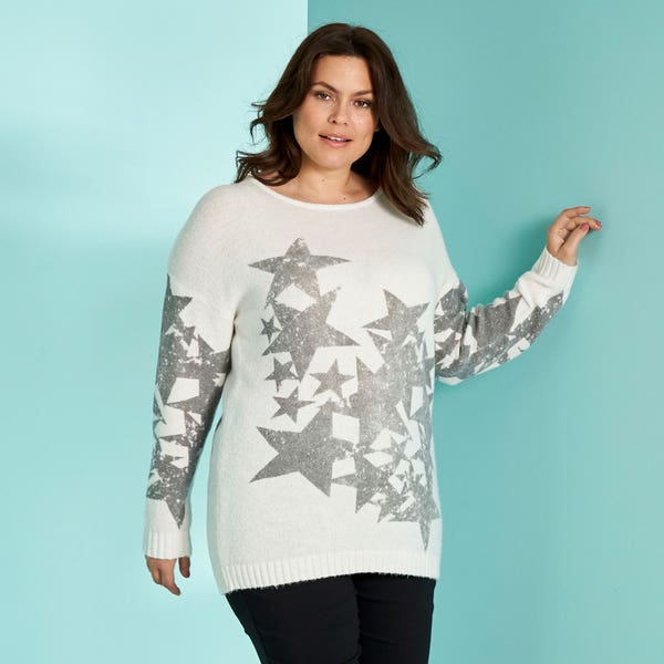 Damen-Pullover mit Sternendruck, große Größen