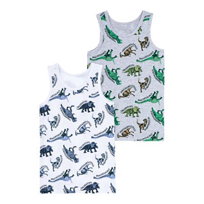 Jungen-Unterhemd mit Dino-Muster, 2er-Pack