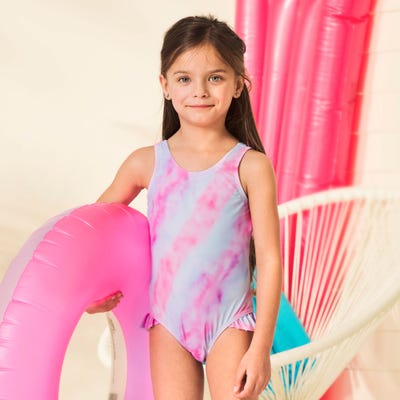 Kinder-Mädchen-Badeanzug mit Volants
