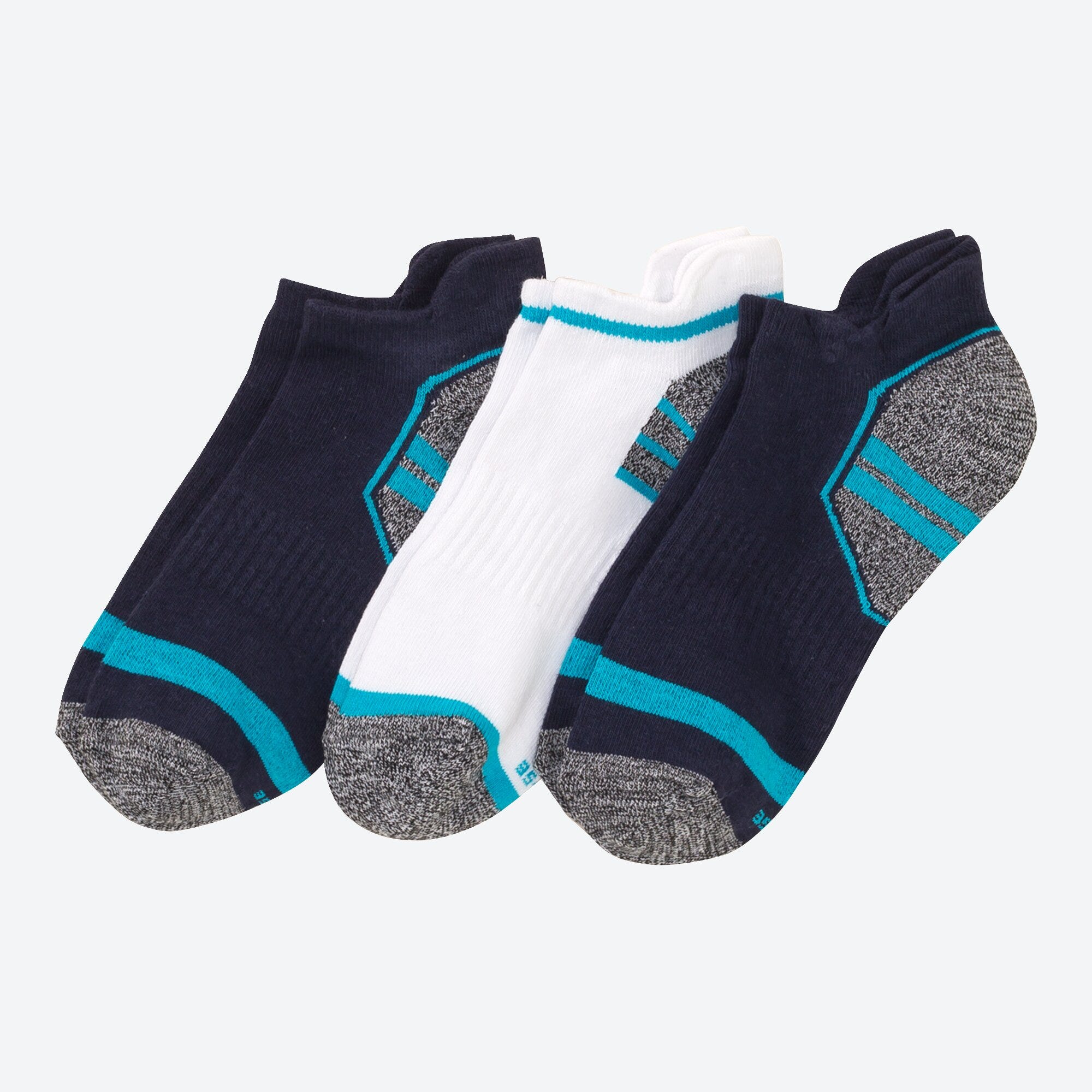 Damen-Sport-Sneaker-Socken mit Kontraststreifen, 3er-Pack