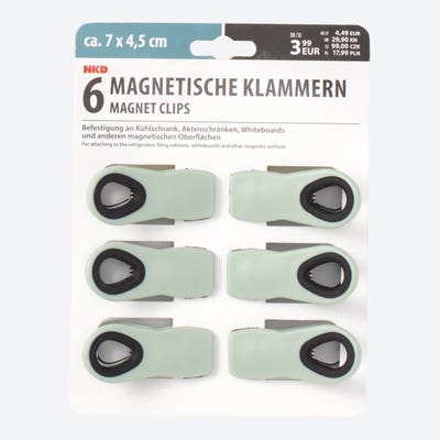 Klammern mit Magnet, ca. 8x6x4cm, 6er-Pack