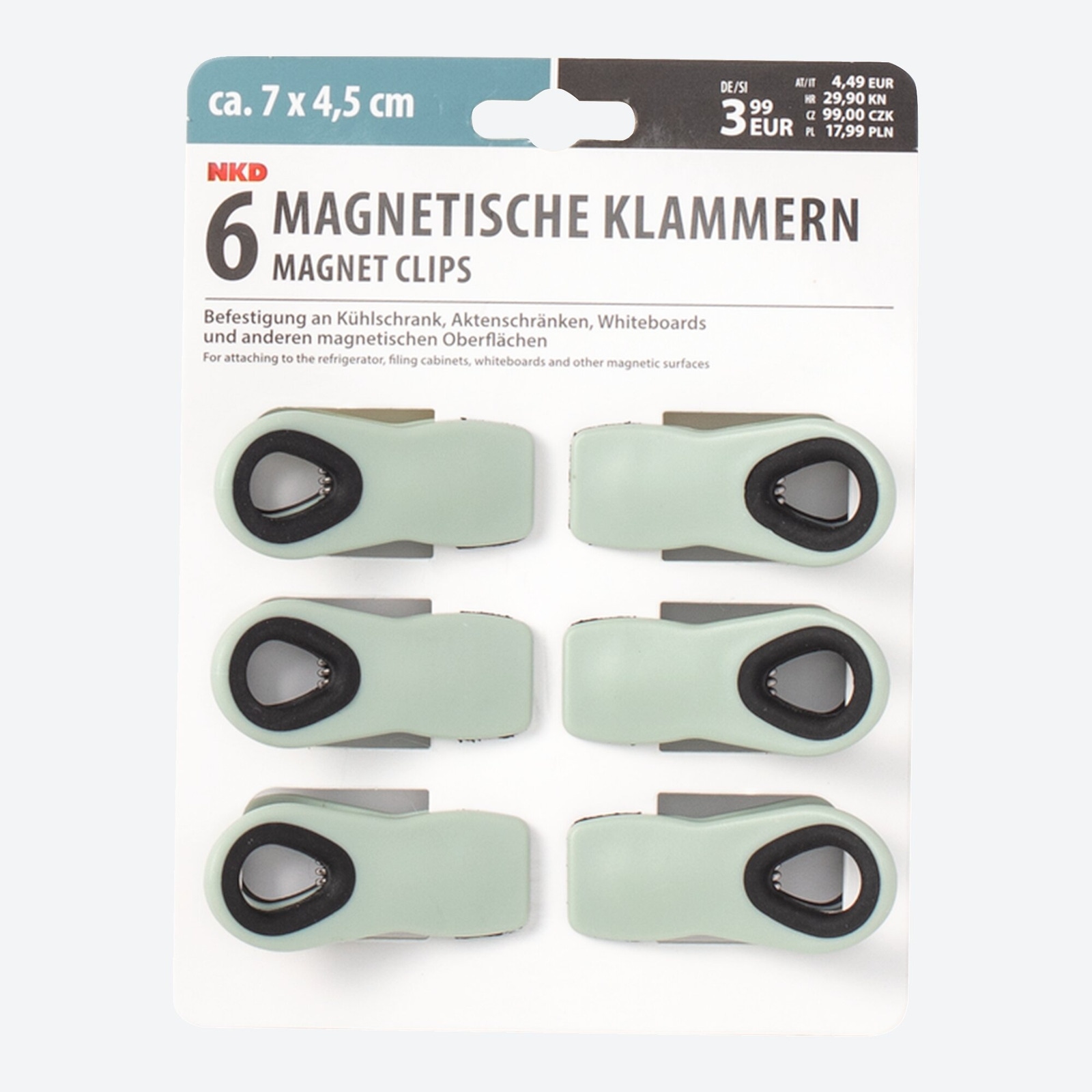 Klammern mit Magnet, ca. 8x6x4cm, 6er-Pack
