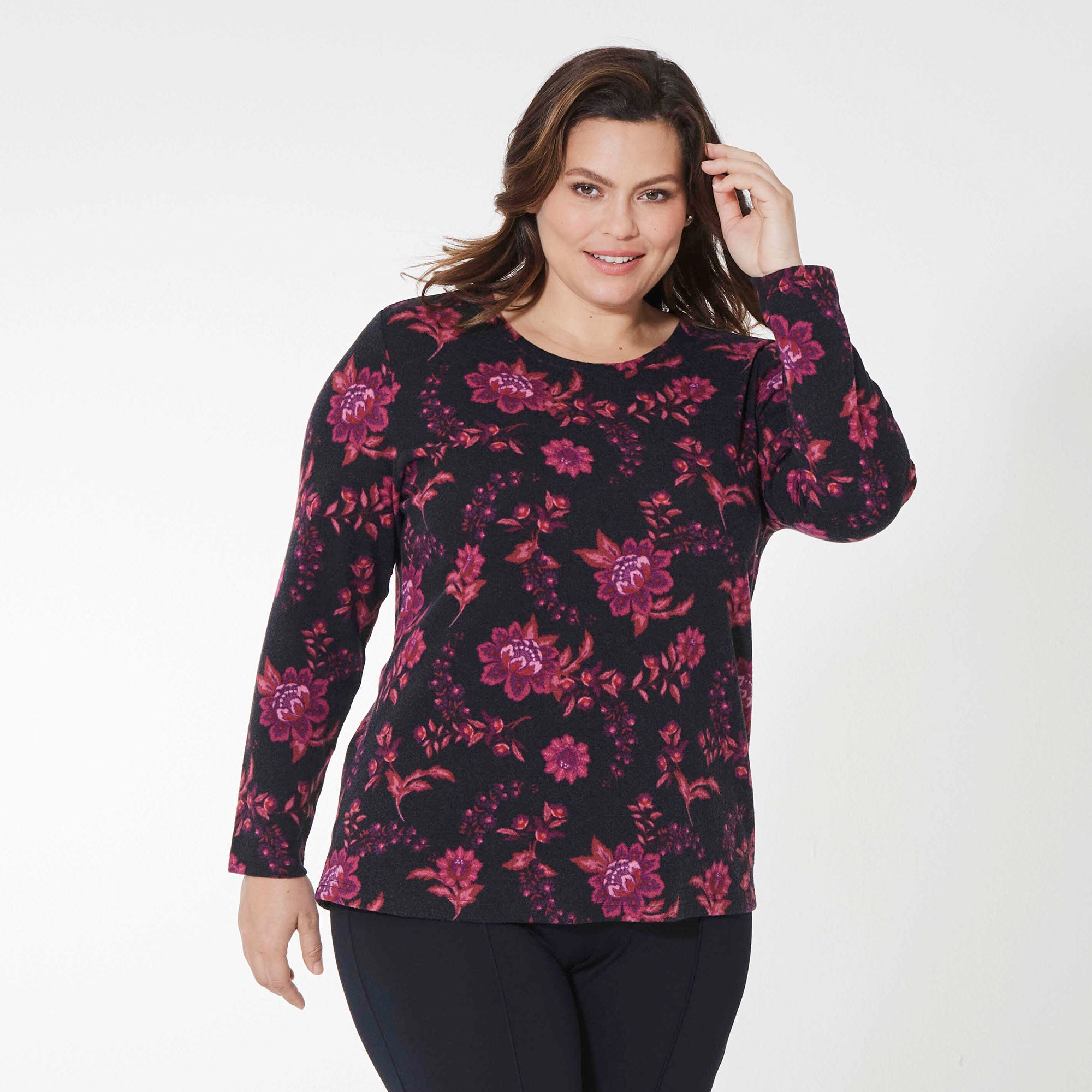 Damen-Sweatshirt mit Blumenmuster, große Größen