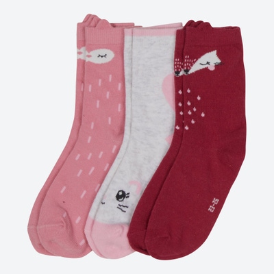 Mädchen-Socken mit Tiergesichtern, 3er-Pack