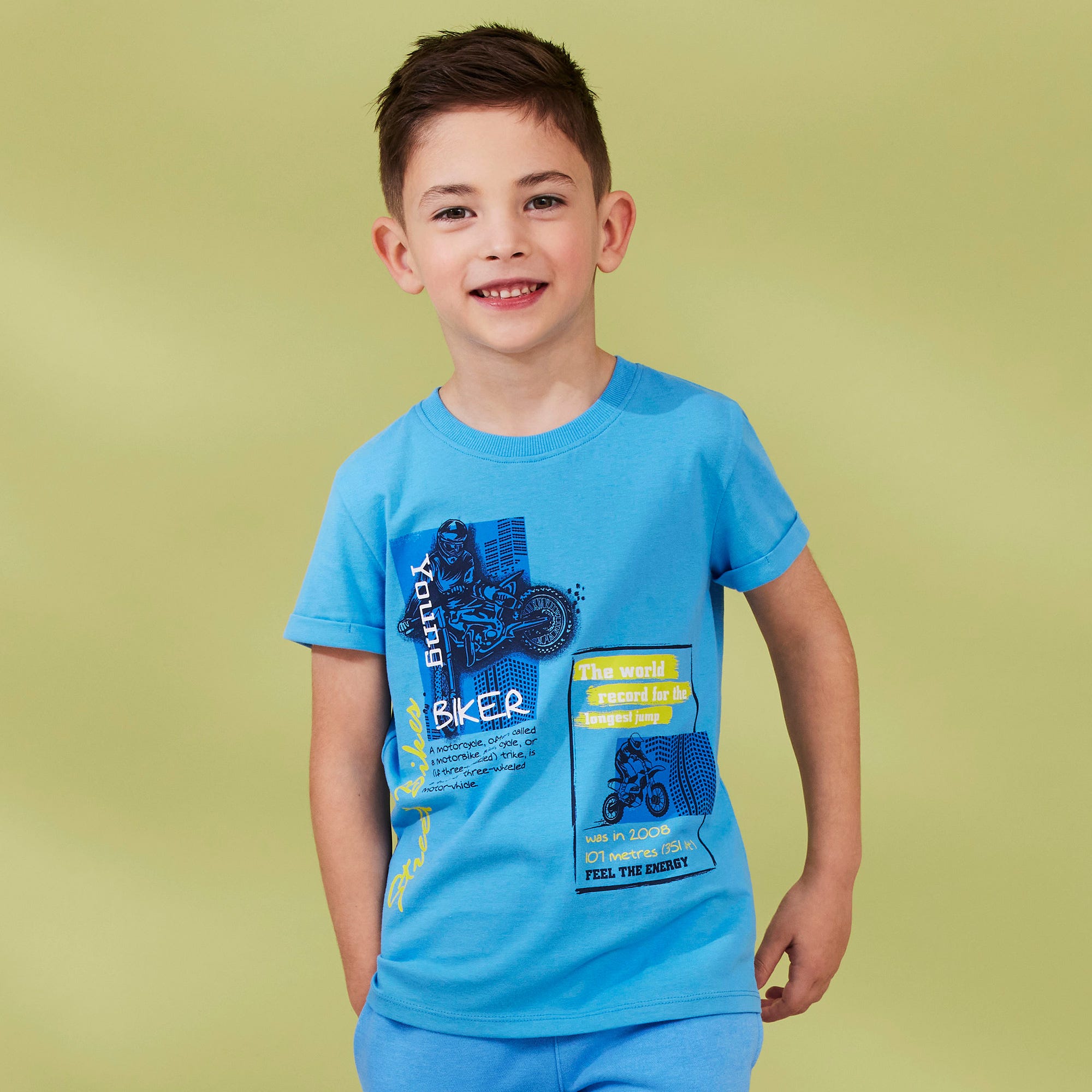 Jungen-T-Shirt mit Motorrad-Frontaufdruck