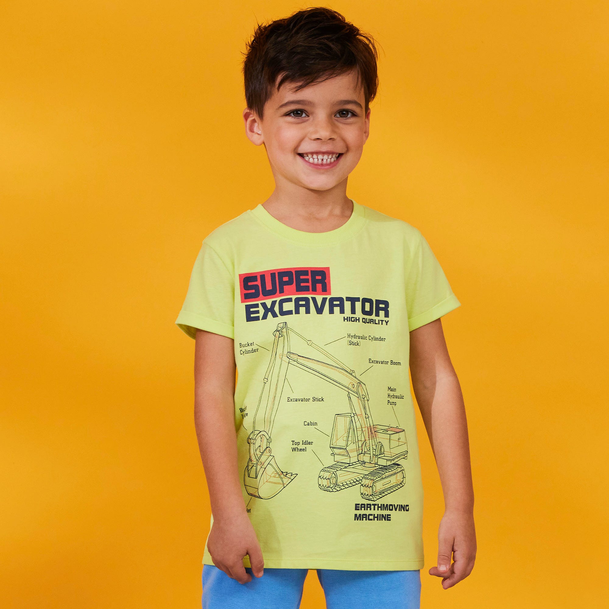 Jungen-T-Shirt mit Bagger-Frontaufdruck