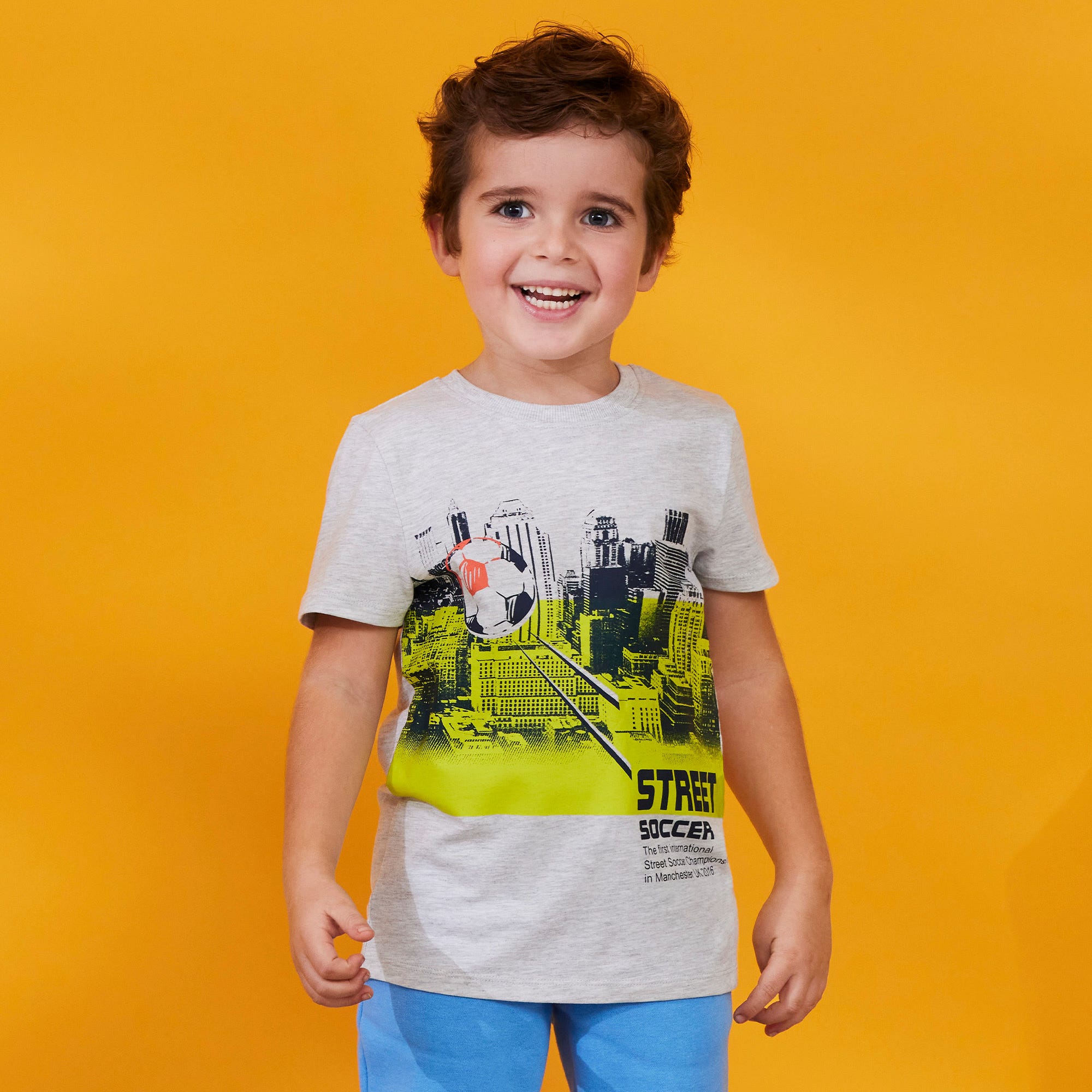 Jungen-T-Shirt mit Fußball-Frontaufdruck