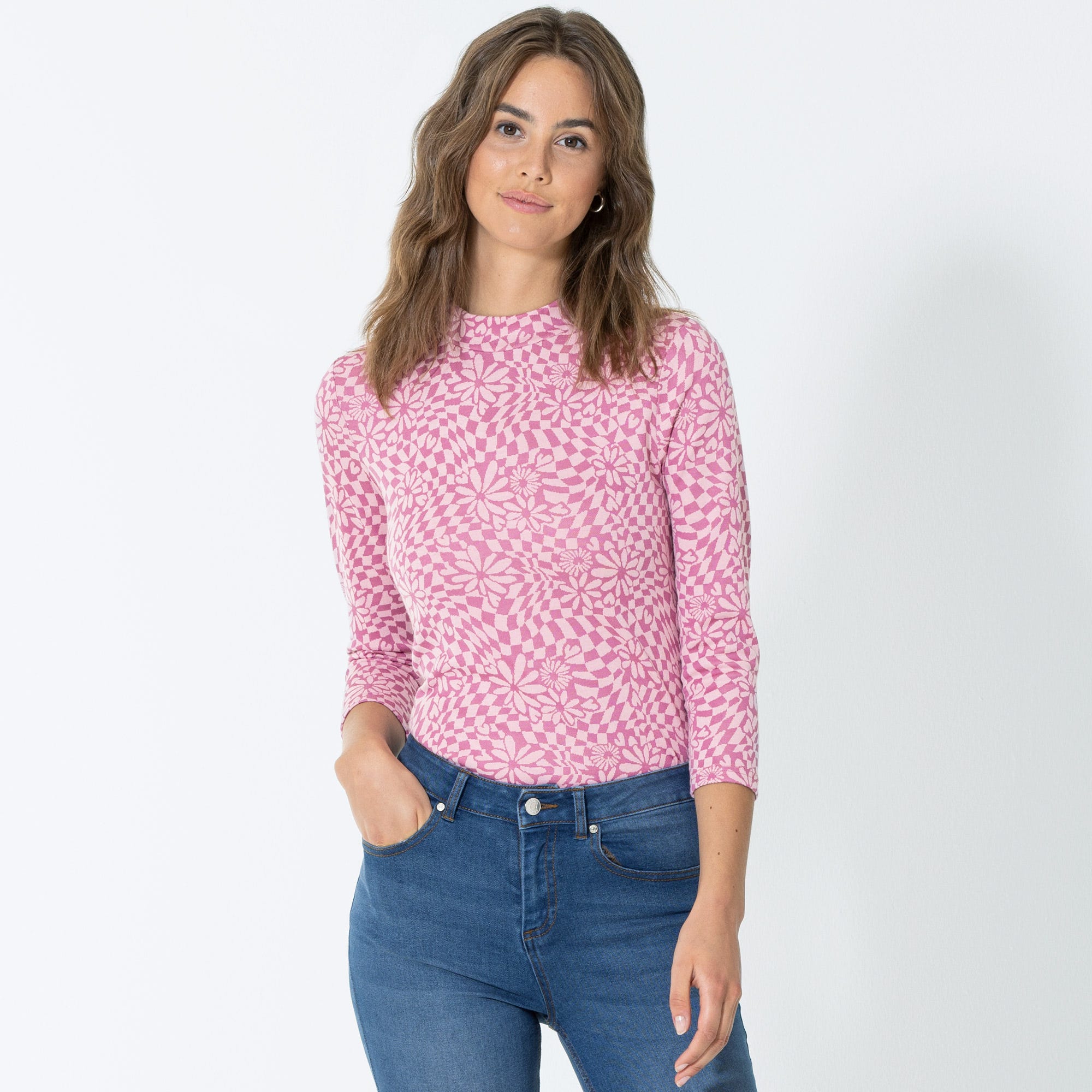 Damen-Shirt mit Jacquard-Muster