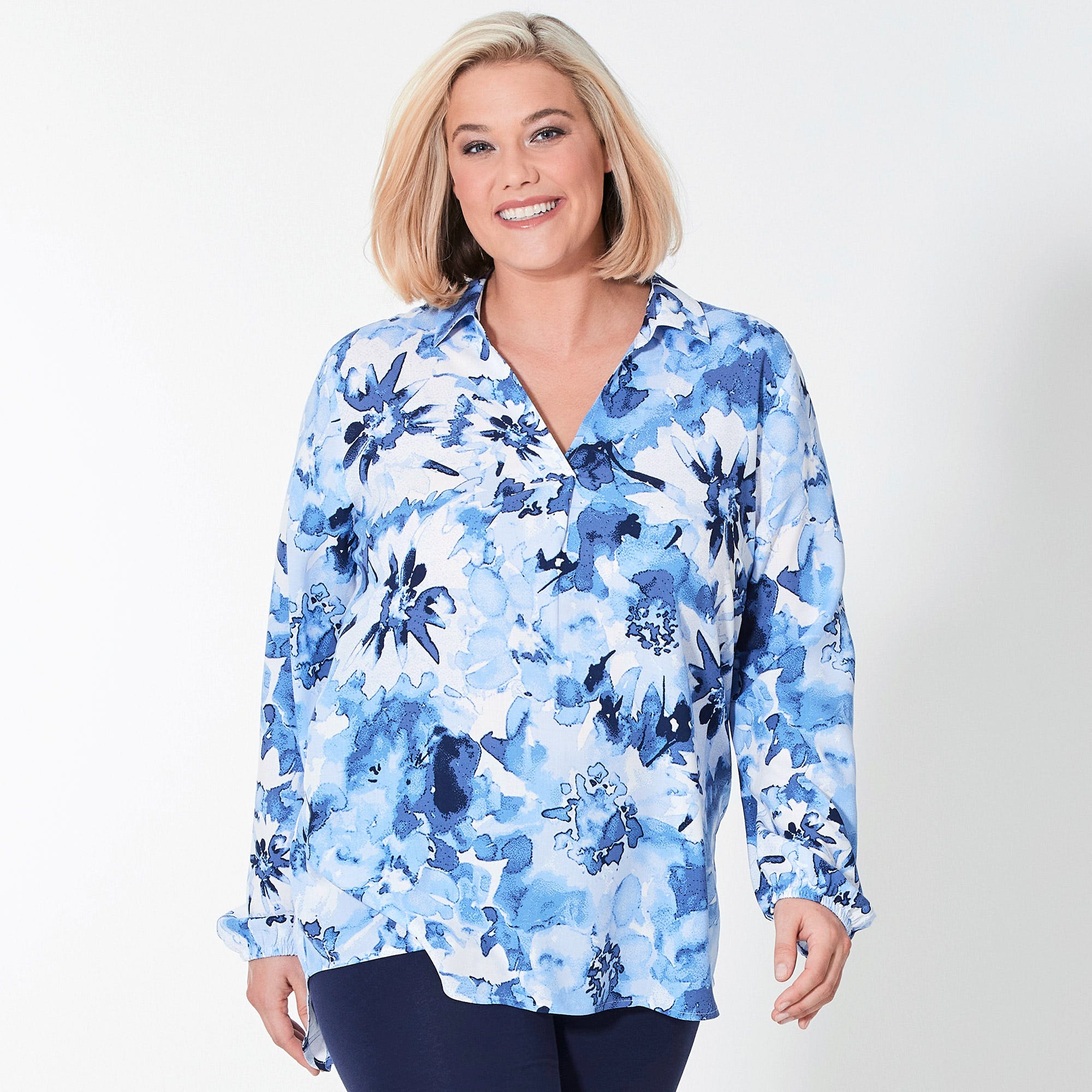 Damen-Bluse mit Blumendesign, große Größen