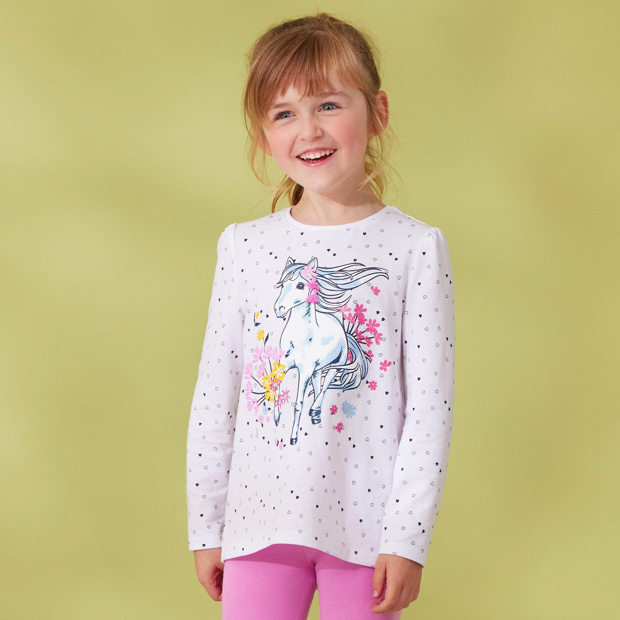Mädchen-Shirt mit Pferde-Motiv