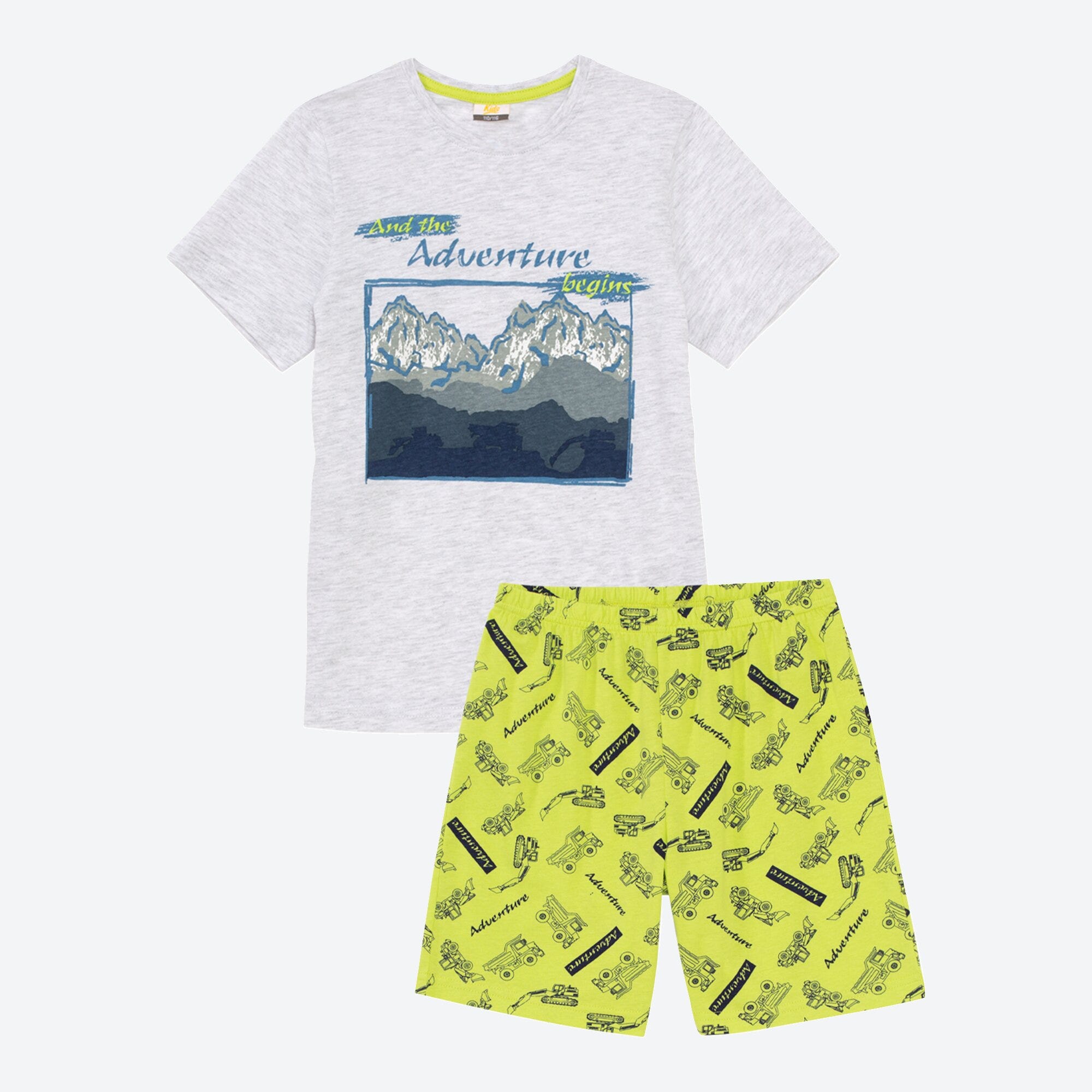 Jungen-Shorty mit Baustellen-Fahrzeugen, 2-teilig