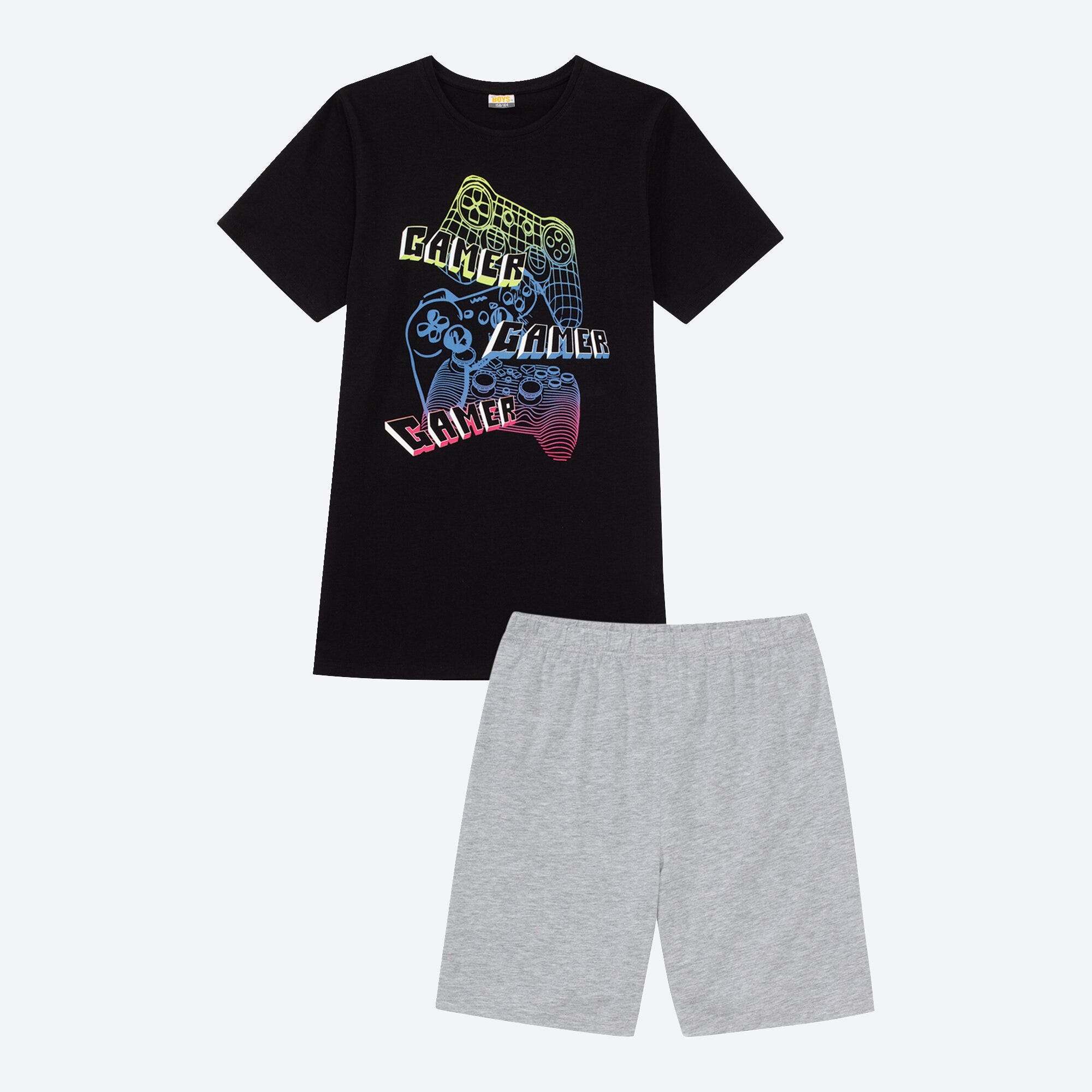 Jungen-Shorty mit Gamer-Frontaufdruck, 2-teilig