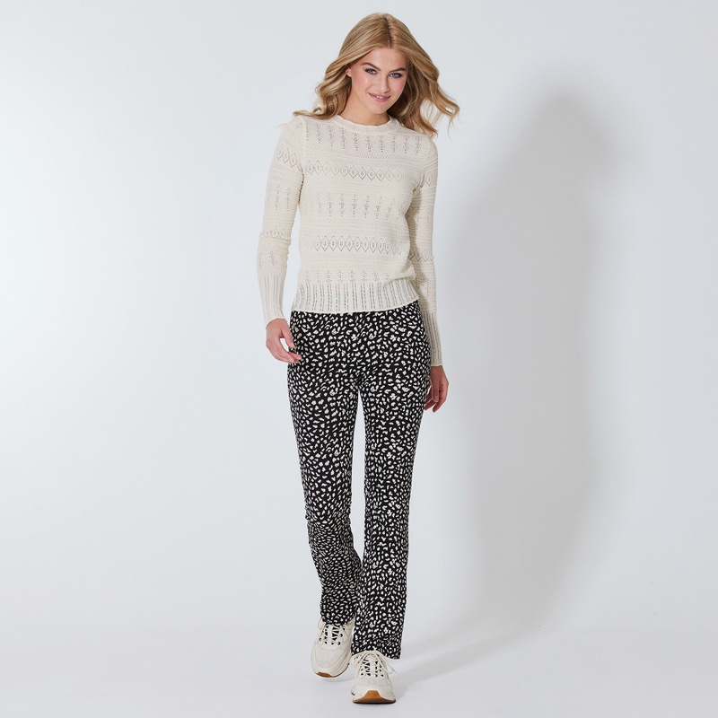 Damen-Stoffhose mit Leo-Muster