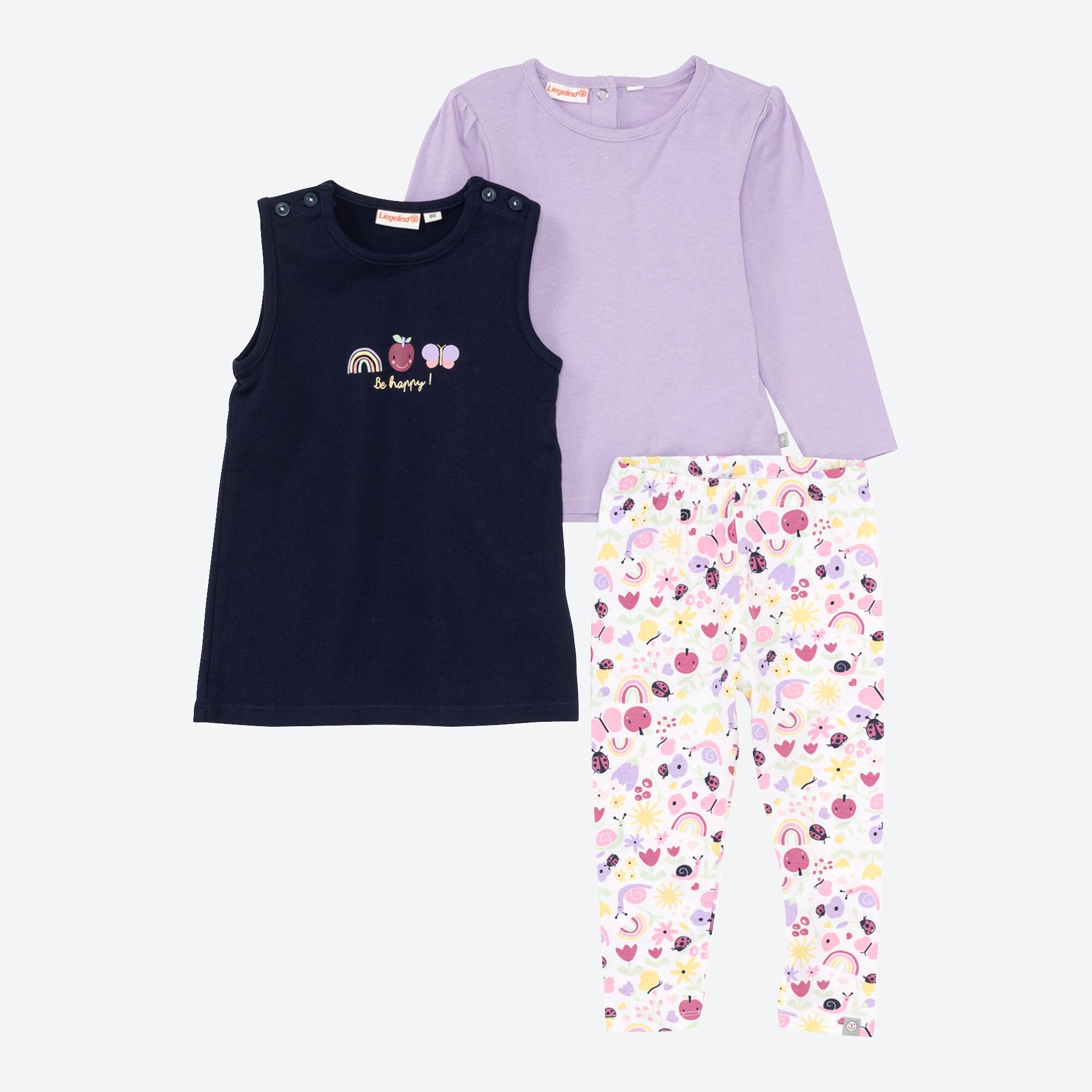 Baby-Mädchen-Set mit Kleid, 3-teilig