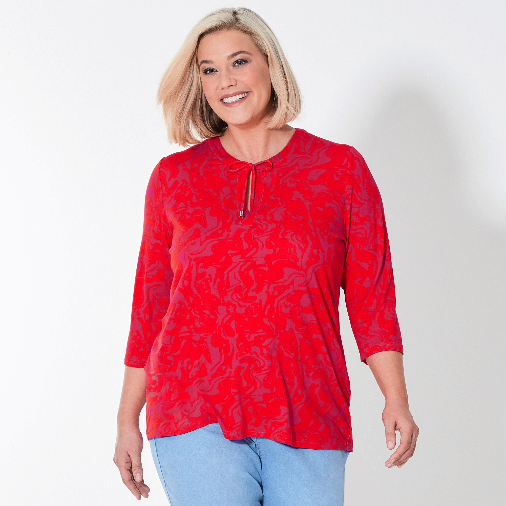 Damen-Shirt mit Bindebändern, große Größen