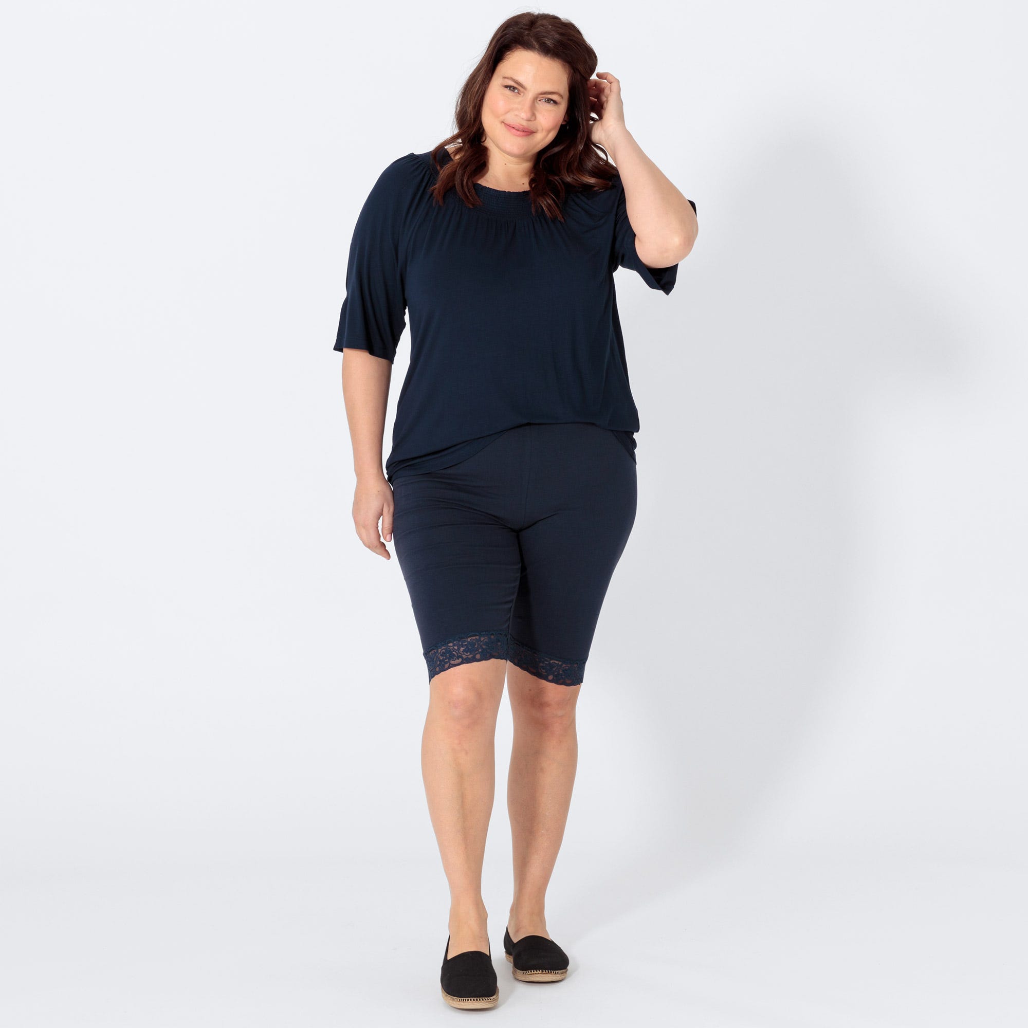 Damen-Radler-Leggings mit Spitze, große Größen