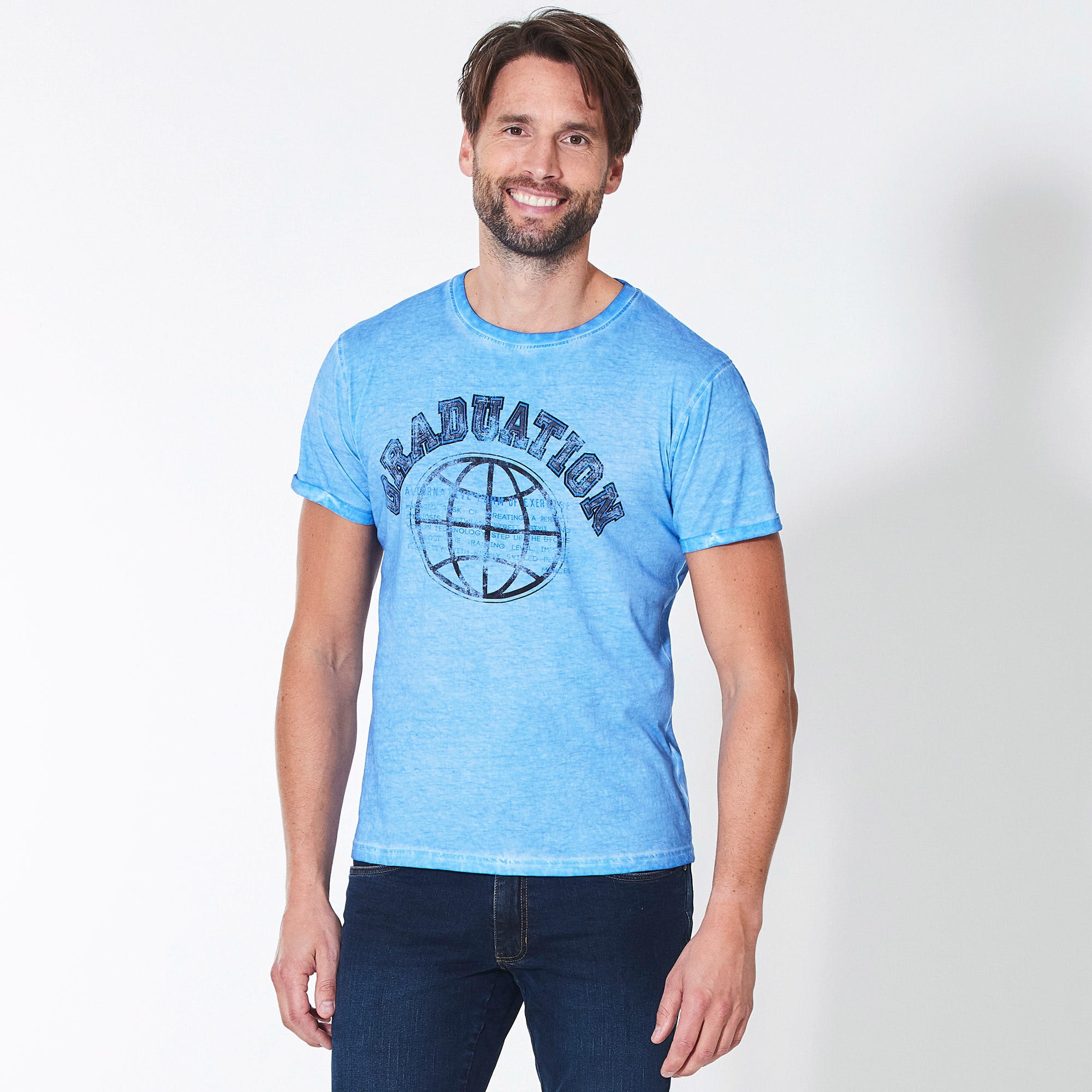 Herren-T-Shirt in Oil-Washed-Optik