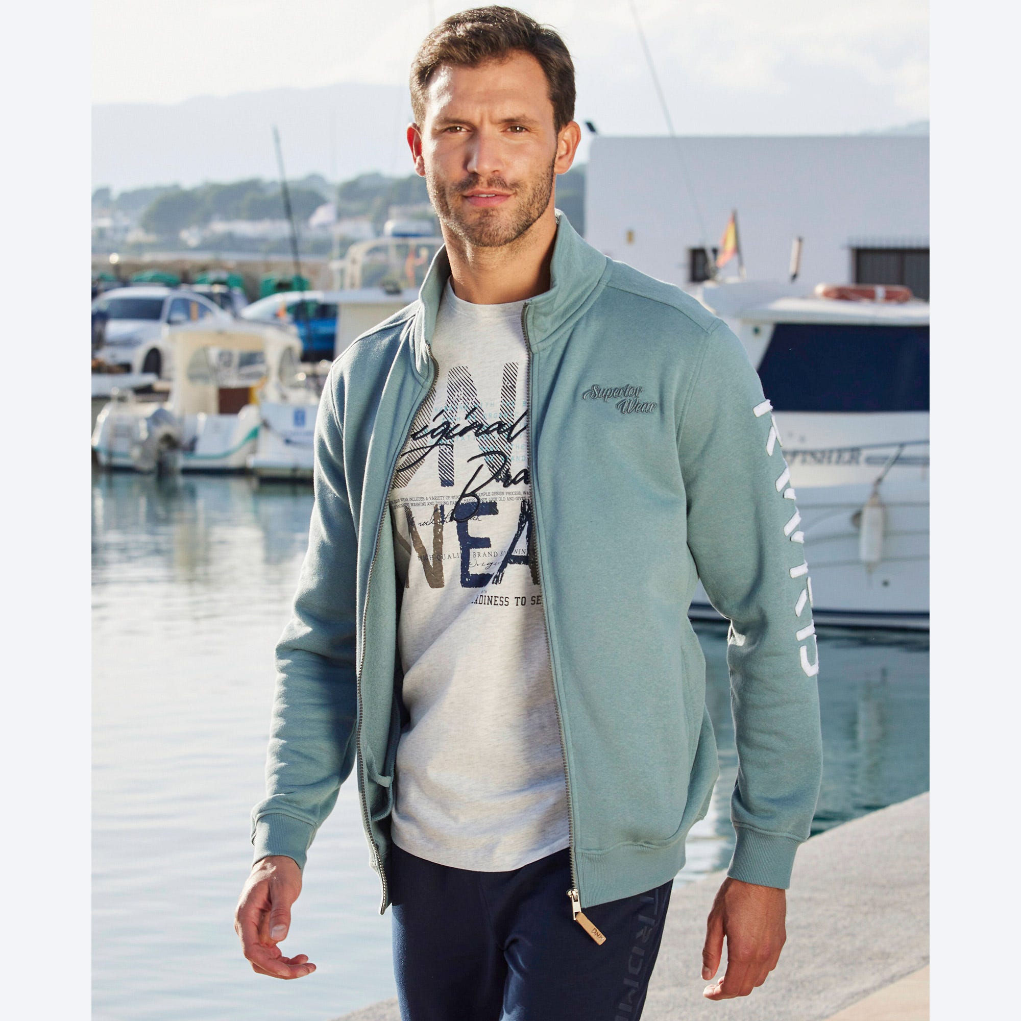 Herren-Sweatjacke mit Logo-Applikation
