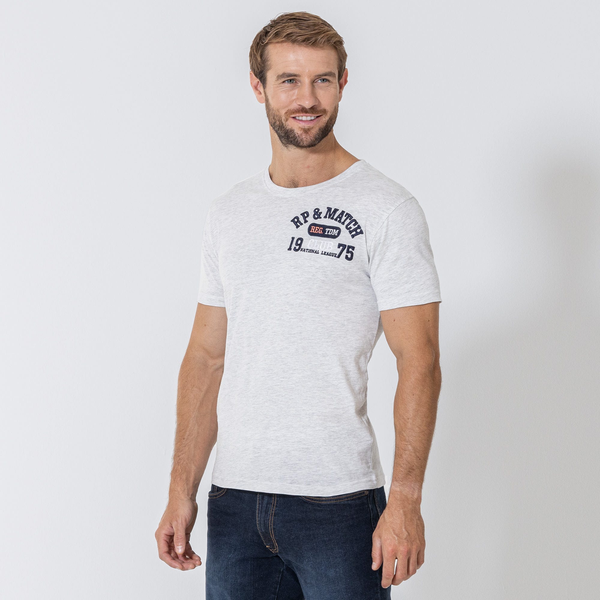 Herren-T-Shirt mit Kunstleder-Applikation