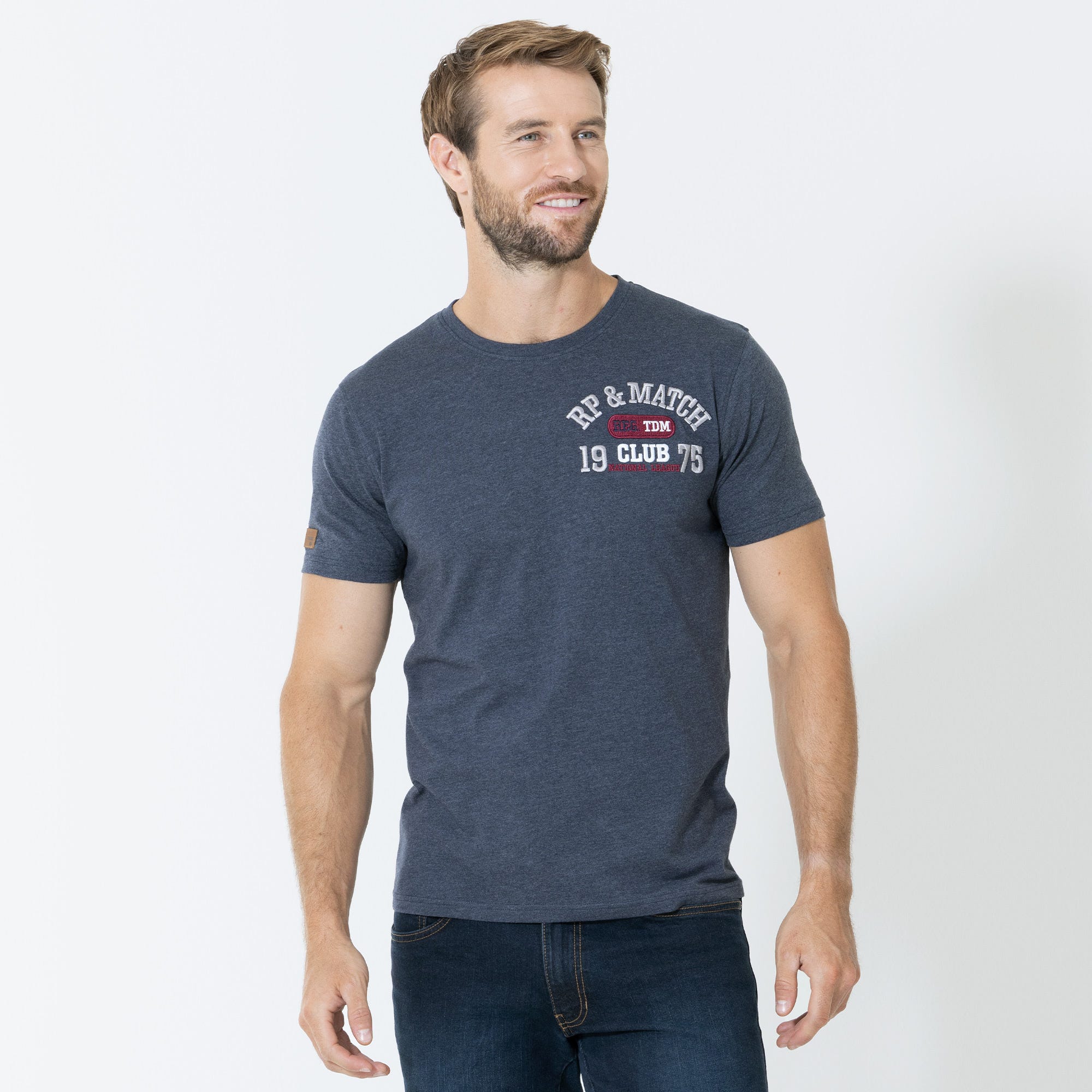 Herren-T-Shirt mit 3D-Stickerei