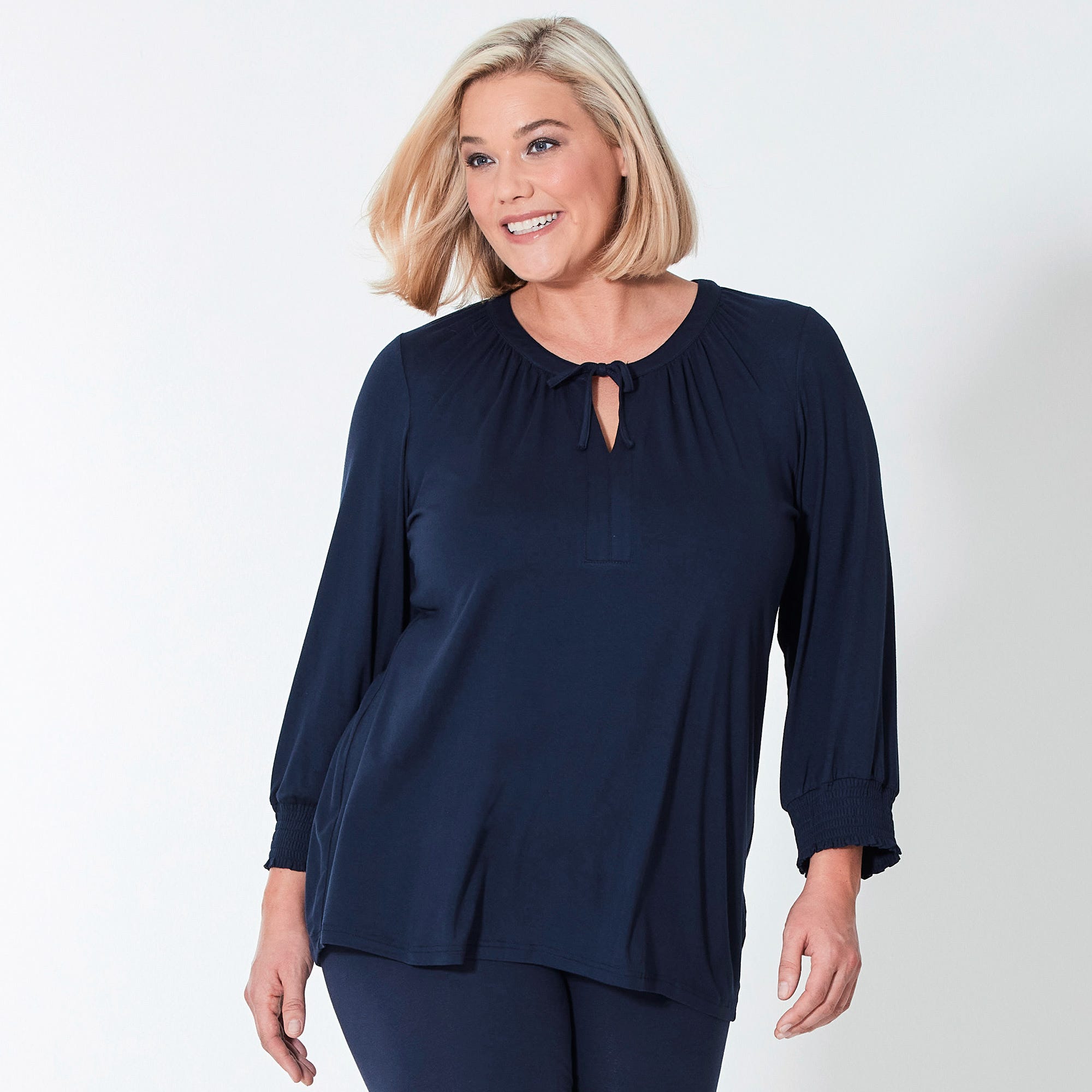 Damen-Shirt mit Bindebändern, große Größen