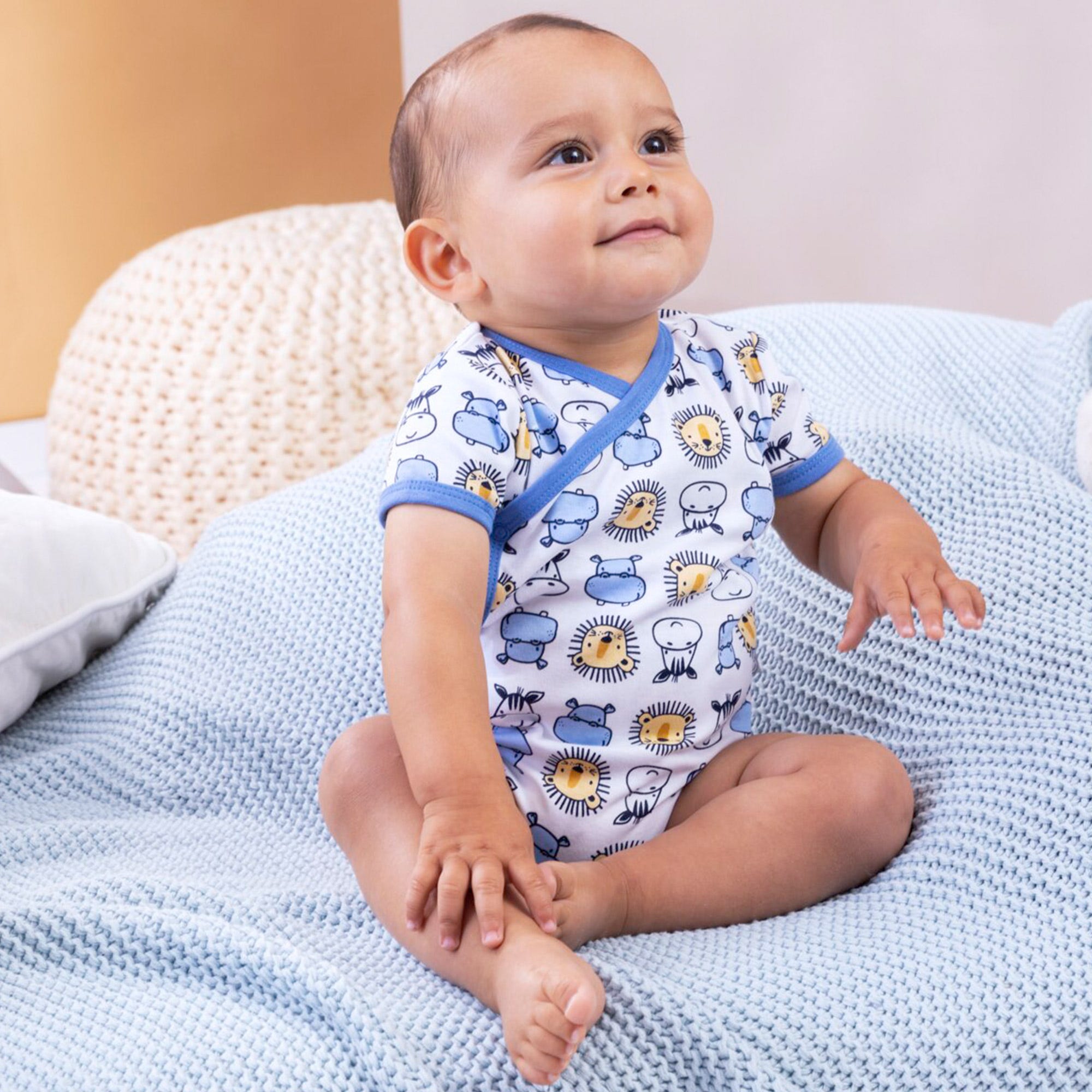 Baby-Jungen-Wickelbody mit Tiermuster
