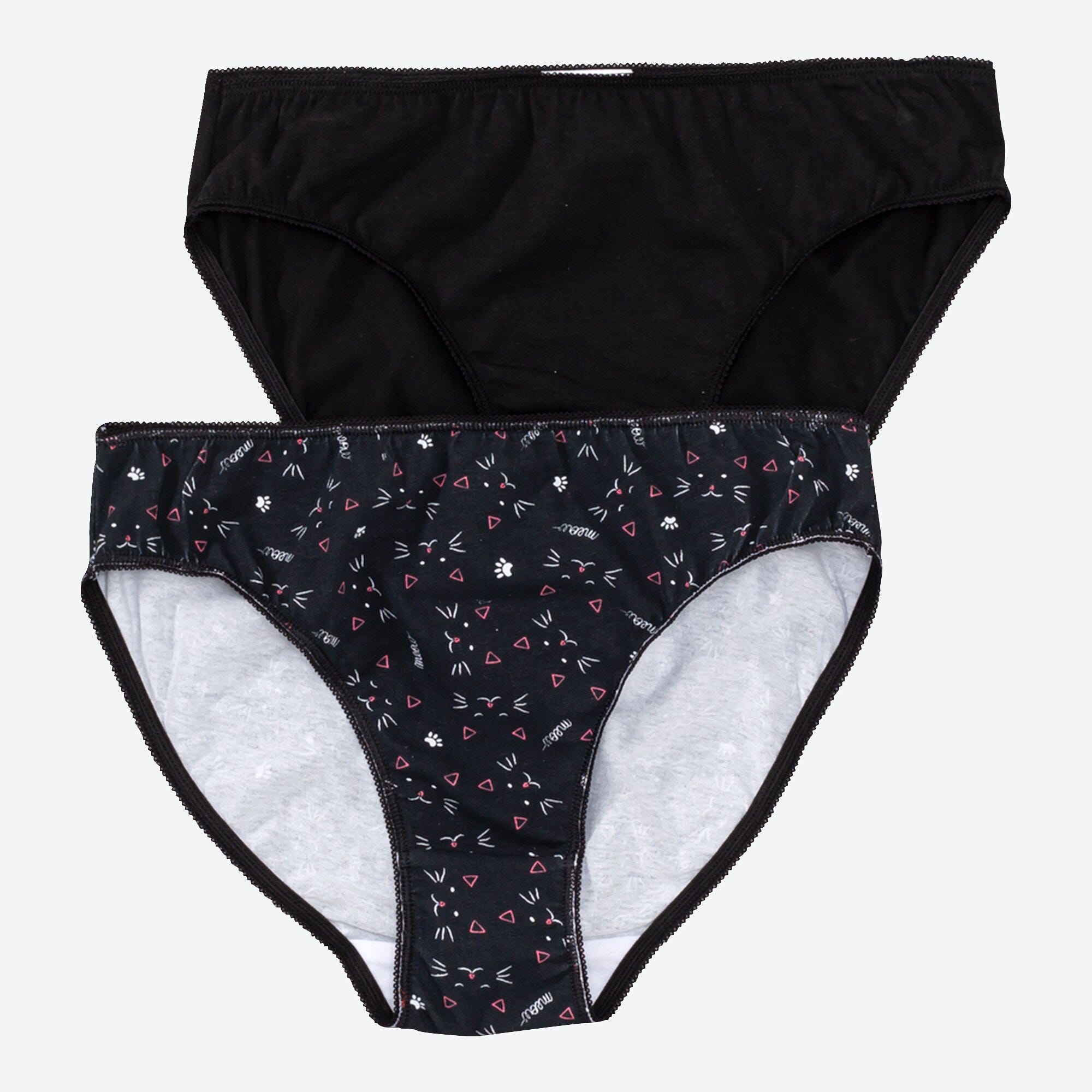 Damen-Minislip mit Katzenmotiv, 2er-Pack
