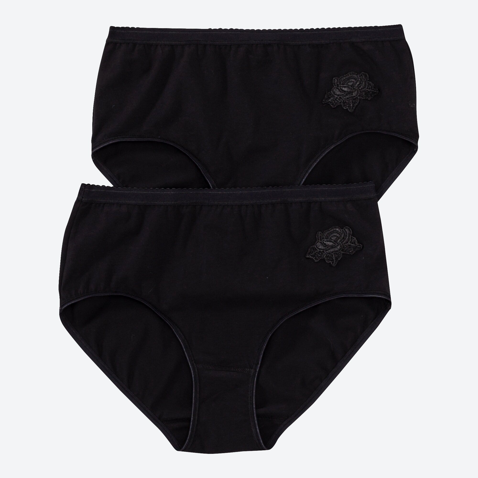 Damen-Taillenslip mit Blumenapplikation, 2er-Pack