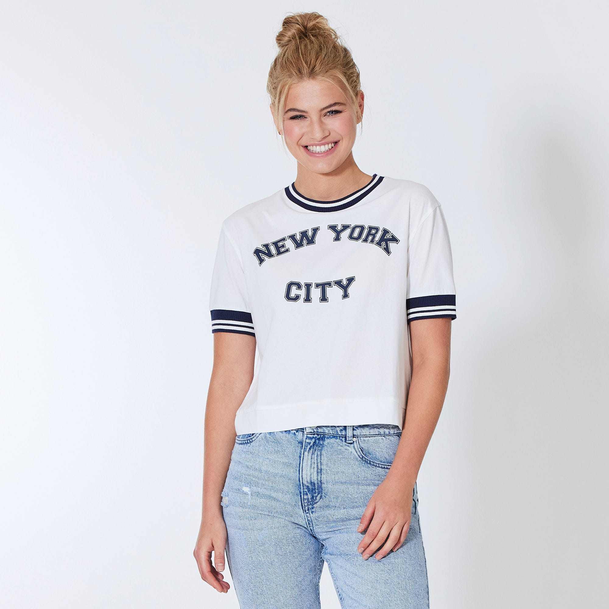 Damen-T-Shirt mit Ripp-Bündchen