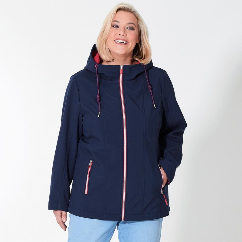 Damen-Softshell-Jacke mit Kapuze, große Größen