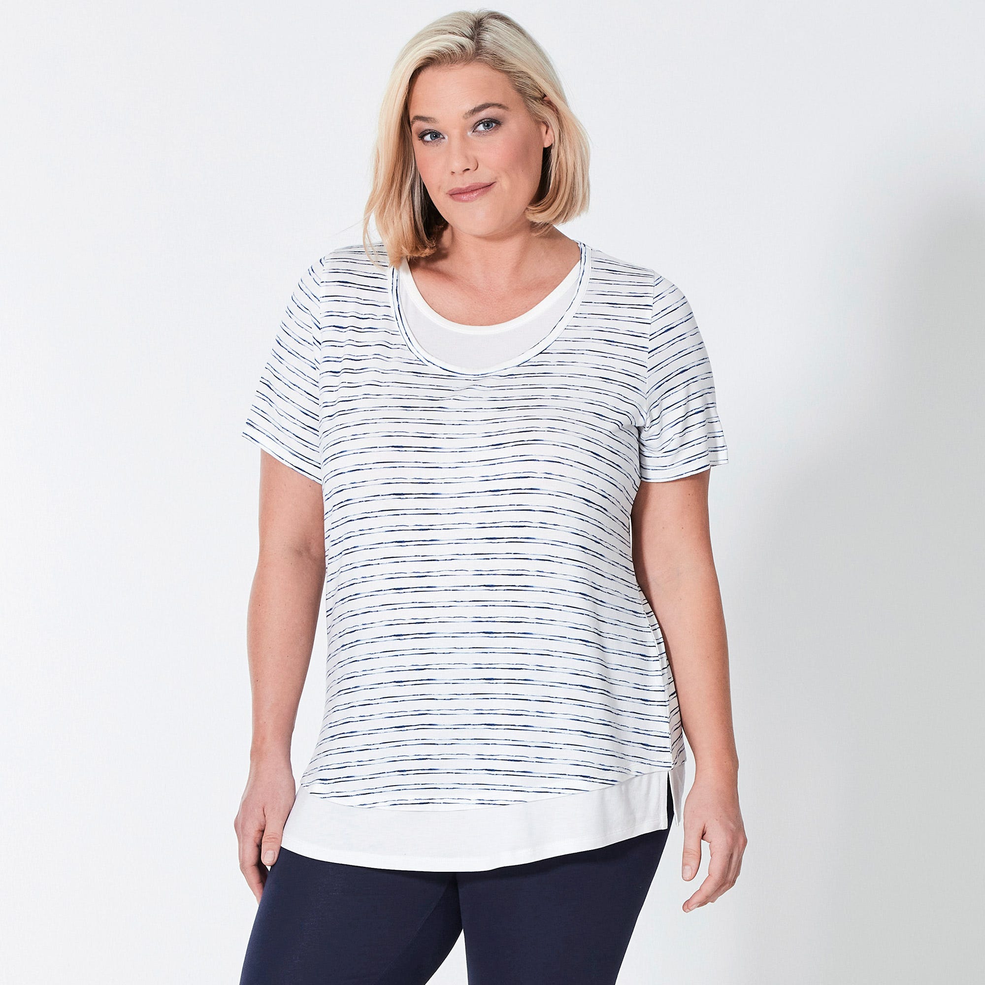 Damen-T-Shirt mit Streifendesign, große Größen
