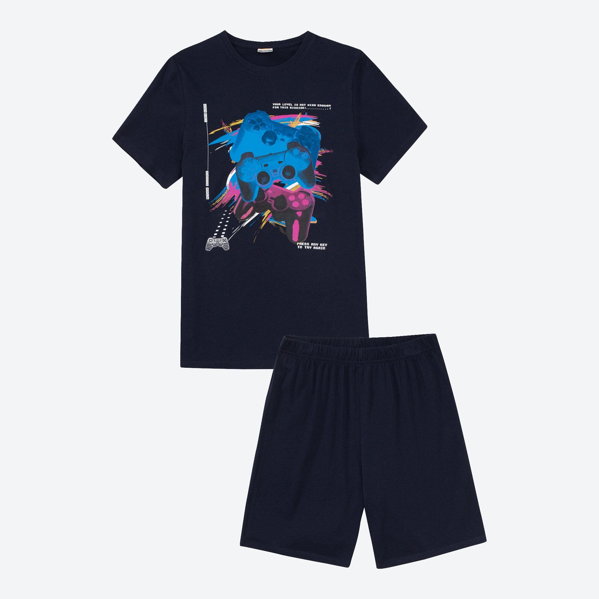 Jungen-Shorty mit Controller-Frontaufdruck, 2-teilig