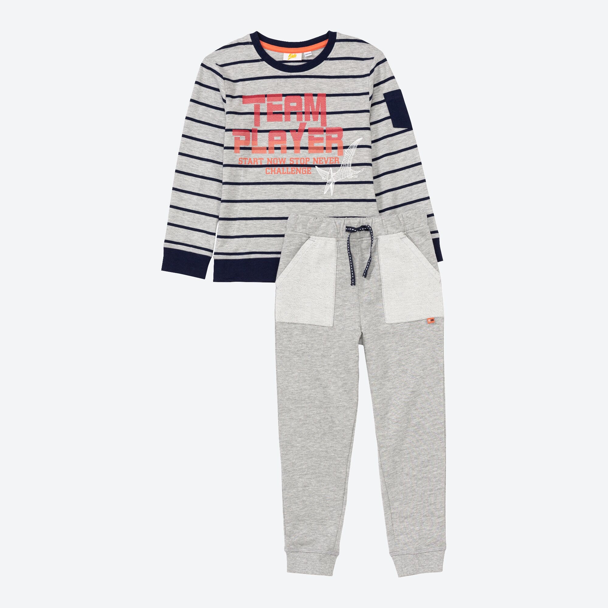 Jungen-Set in Melange-Optik, 2-teilig
