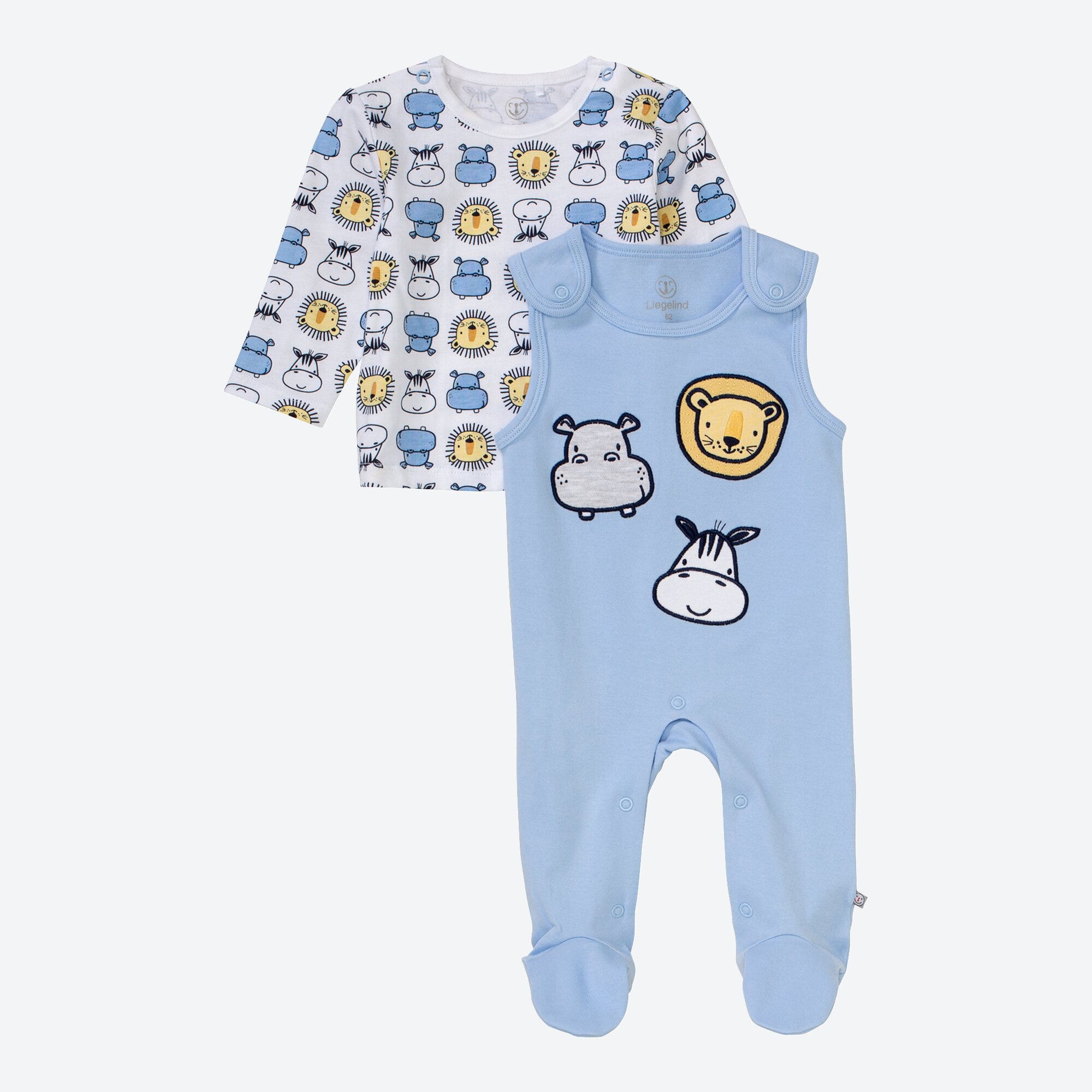 Baby-Jungen-Strampler-Set mit Tier-Muster, 2-teilig