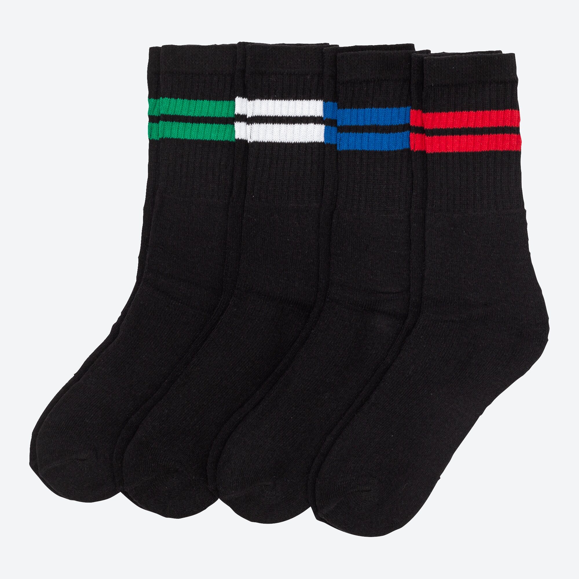 Herren-Tennissocken mit Kontrast-Streifen, 4er-Pack