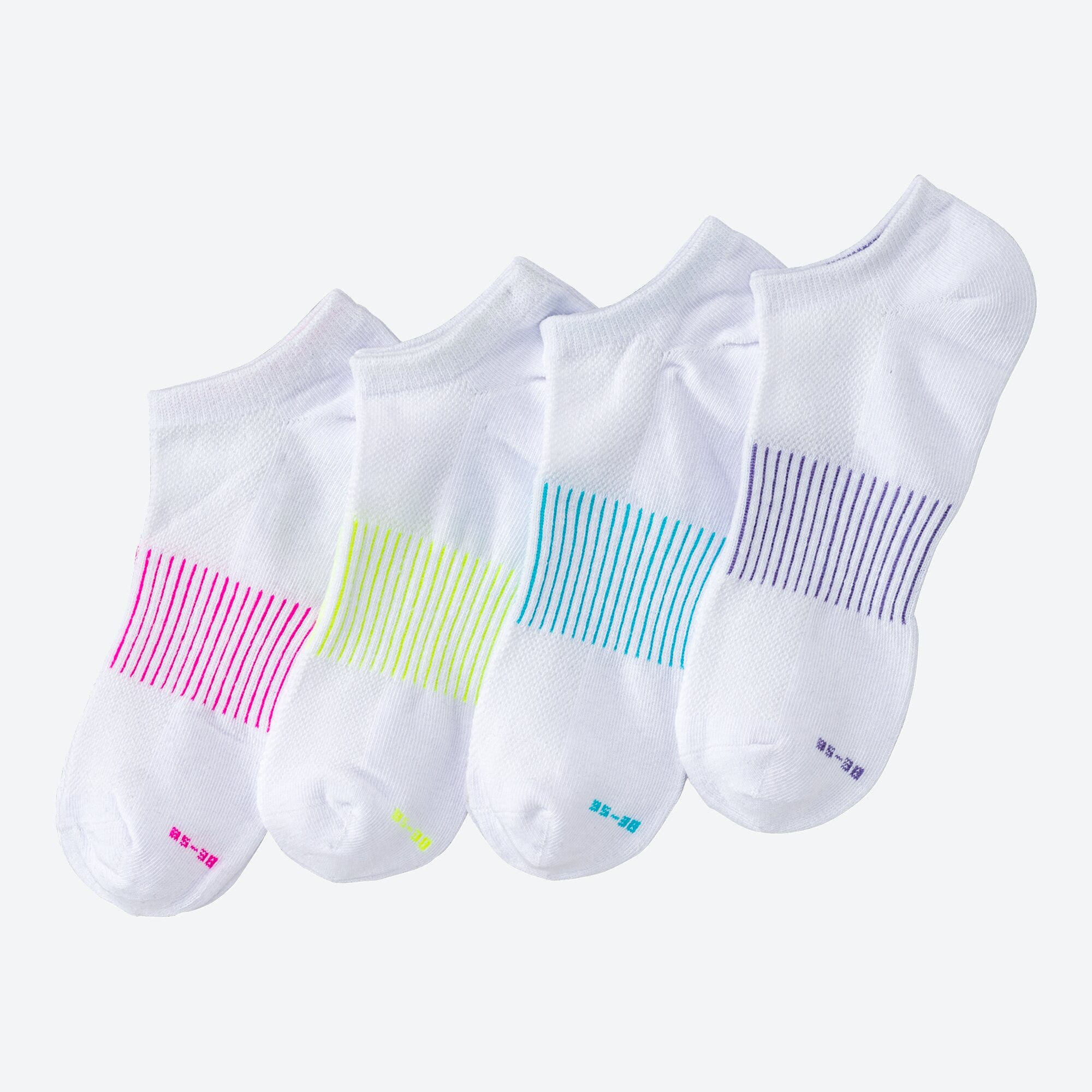 Damen-Sport-Sneaker-Socken mit Neon-Streifen, 4er-Pack