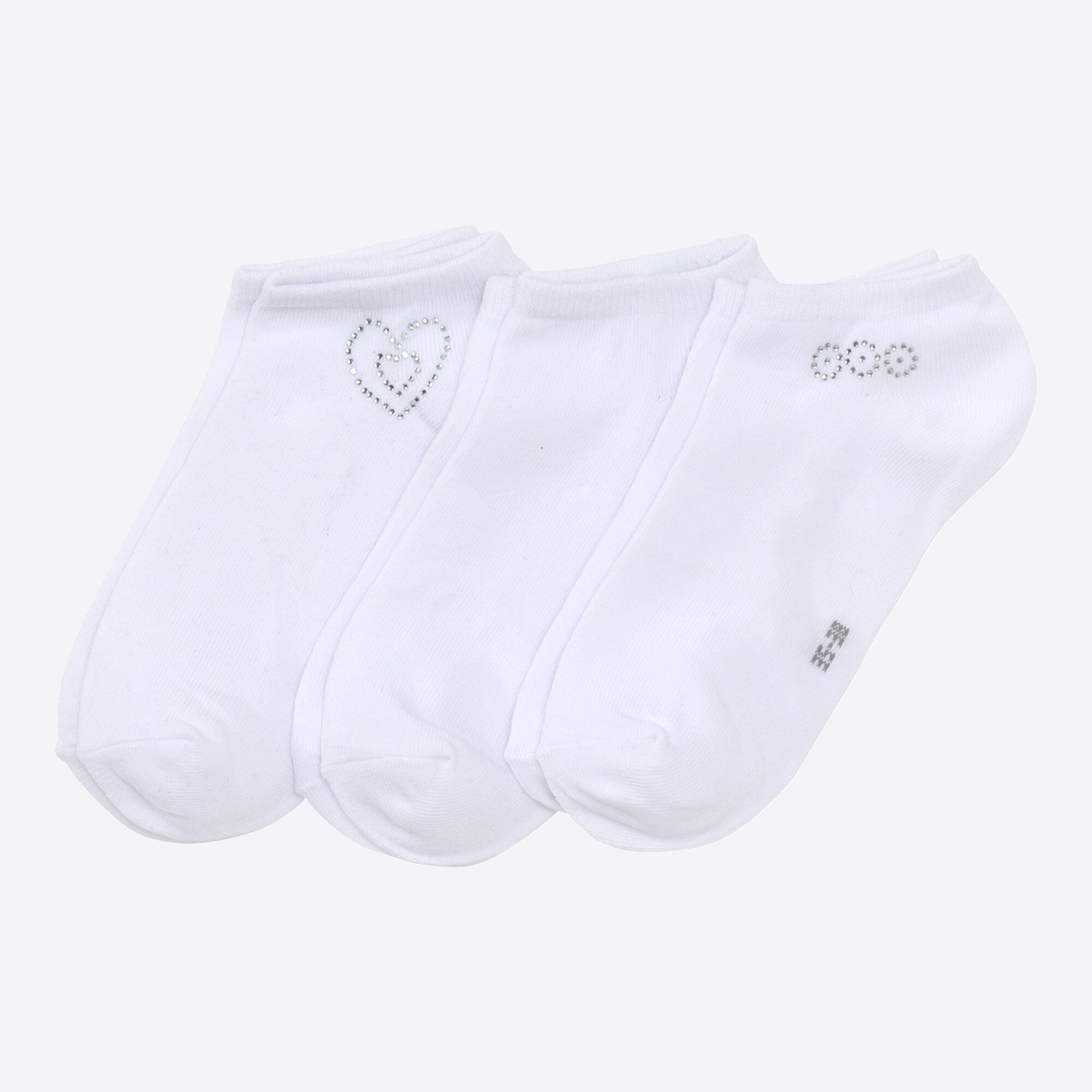 Damen-Sneaker-Socken mit Glitzersteinchen, 3er-Pack