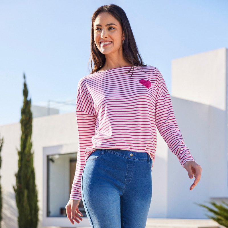 Damen-Shirt mit Herz-Applikation