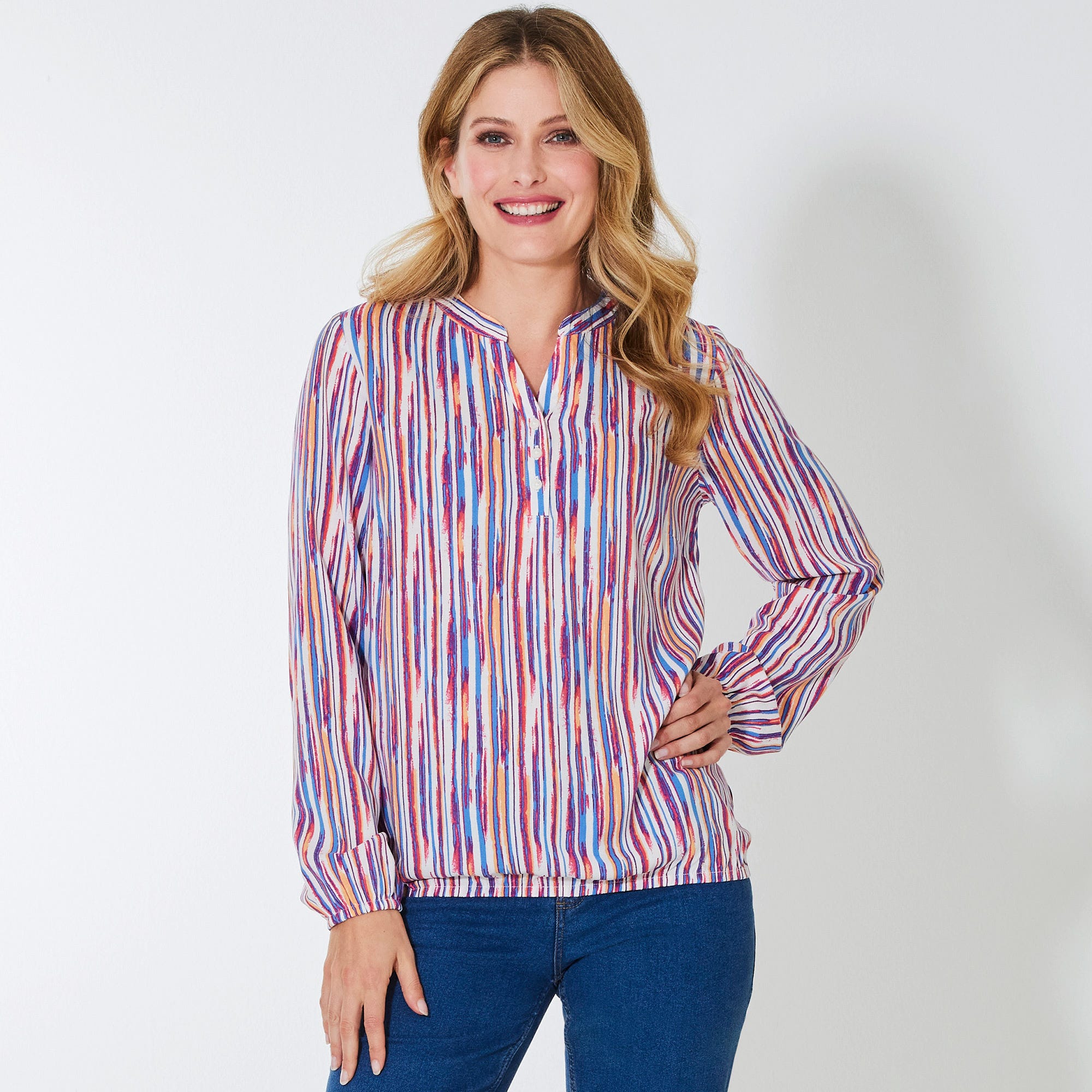 Damen-Bluse mit elastischen Bündchen