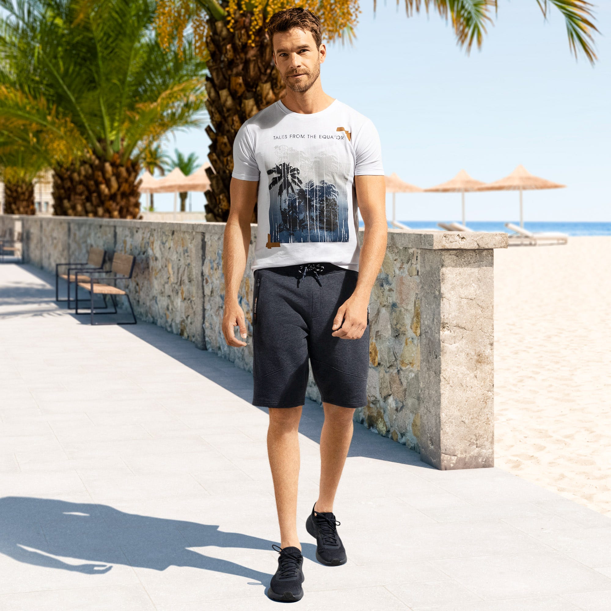 Herren-Bermudas in Melange-Optik