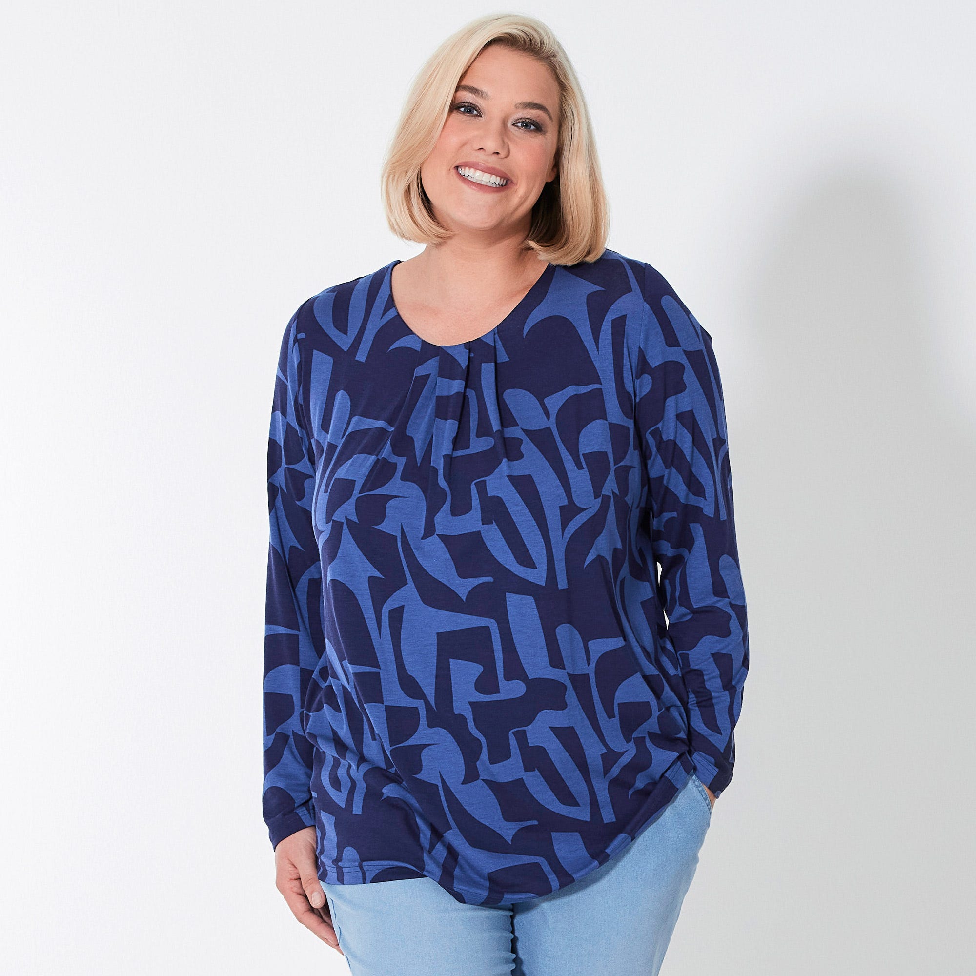 Damen-Shirt mit Zierfalten, große Größen