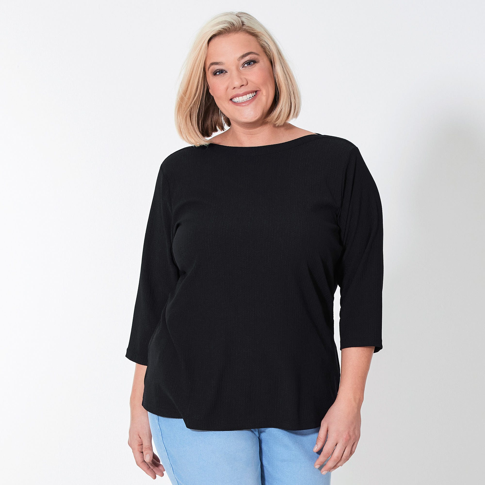Damen-Shirt mit U-Boot-Ausschnitt, große Größen